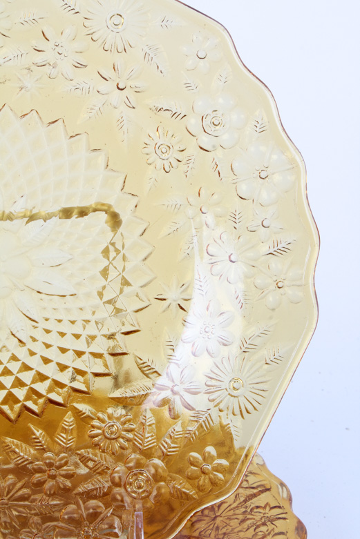 Amber Depression Glass Tableware Assortment