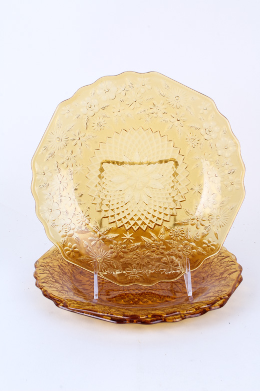 Amber Depression Glass Tableware Assortment