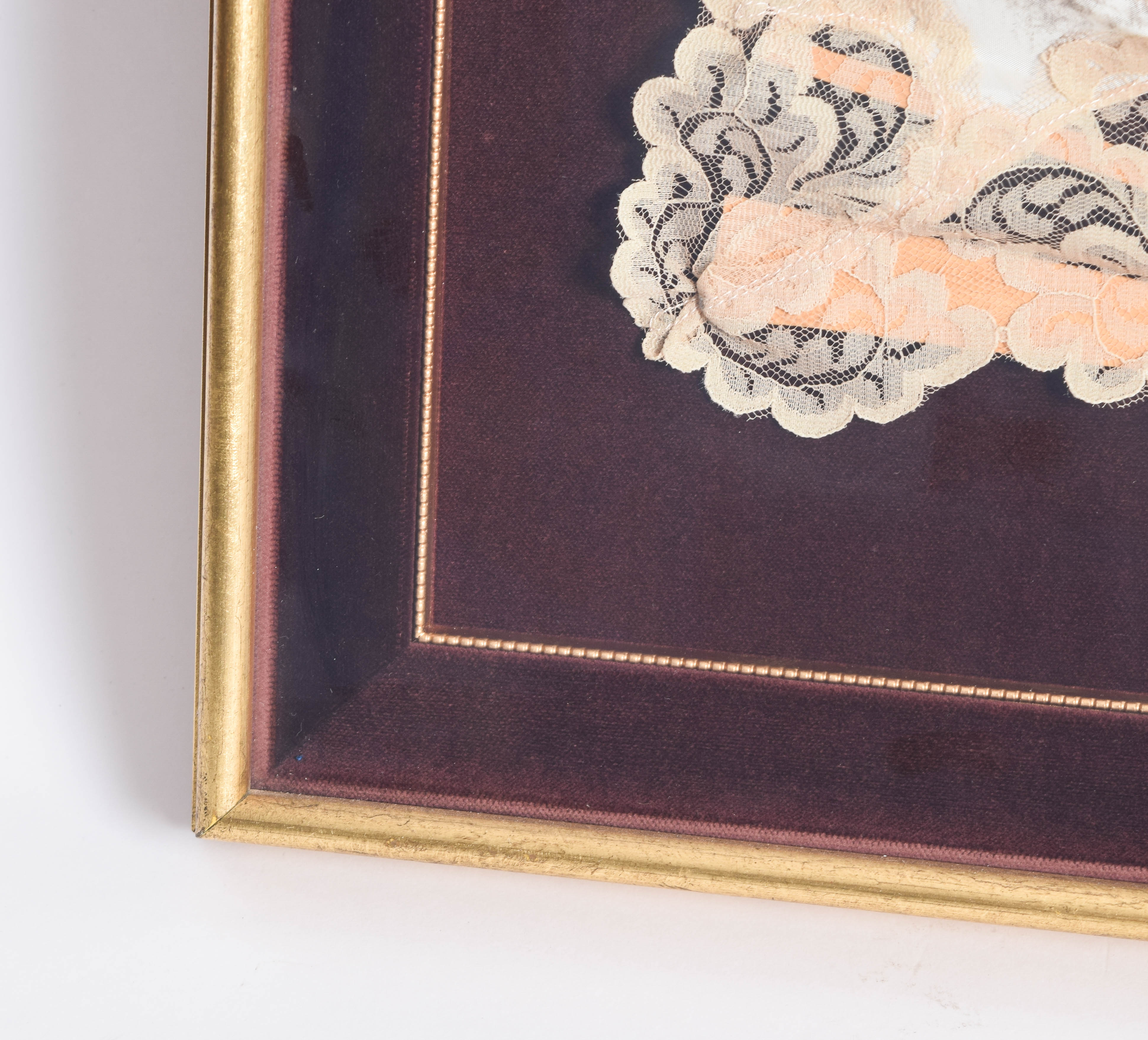 Vintage Hand Painted Framed Lace Fan