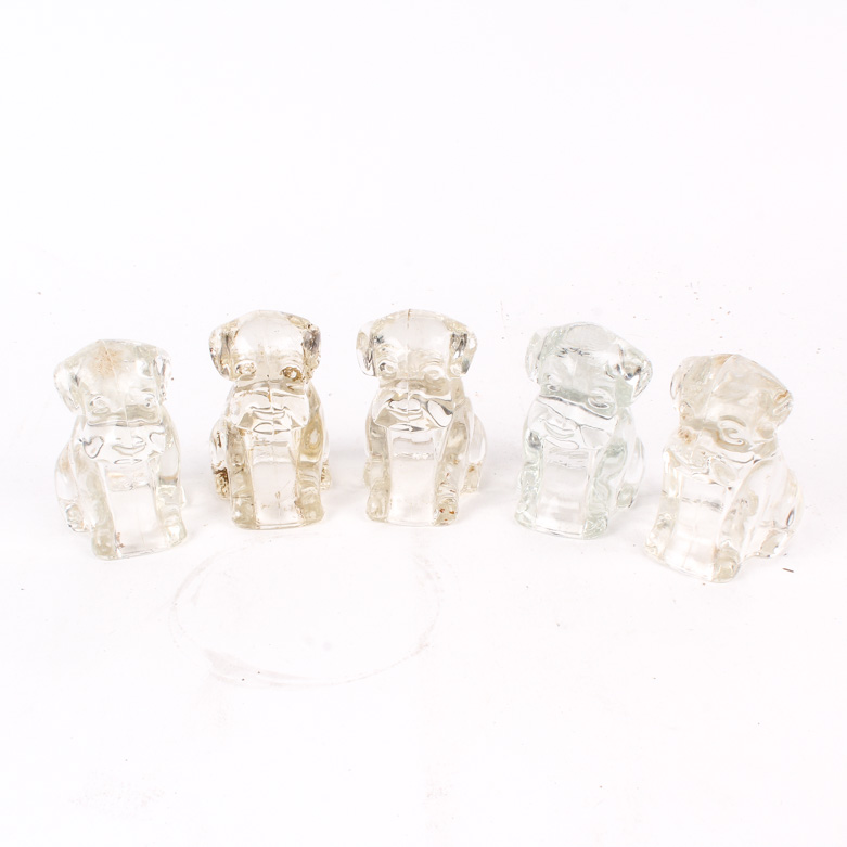 Vintage Pressed Glass Puppy Figurines