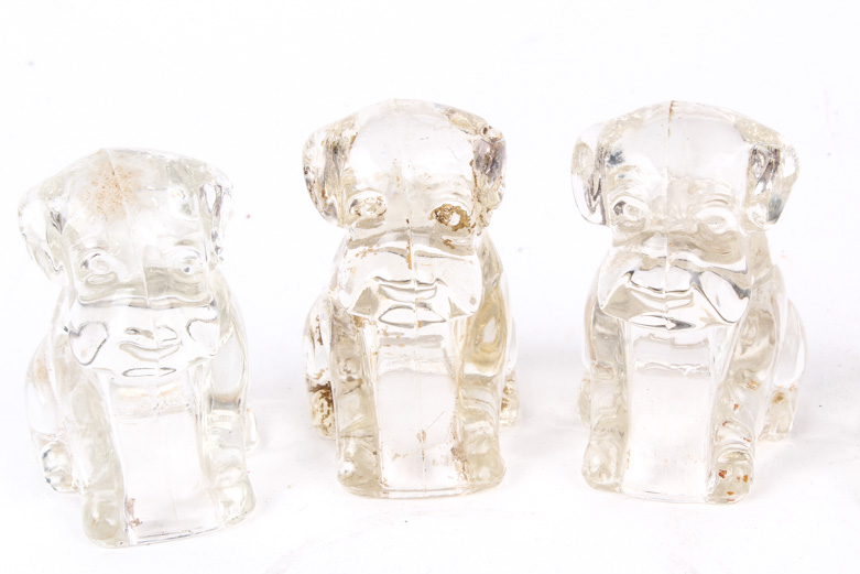 Vintage Pressed Glass Puppy Figurines