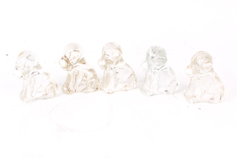 Vintage Pressed Glass Puppy Figurines