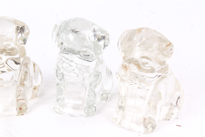 Vintage Pressed Glass Puppy Figurines