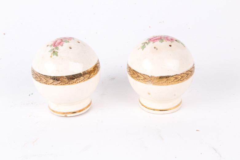 Vintage Floral Sugar Bowl and Salt and Pepper Shakers