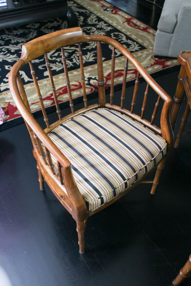 Vintage Leather Top Card Table With Chairs