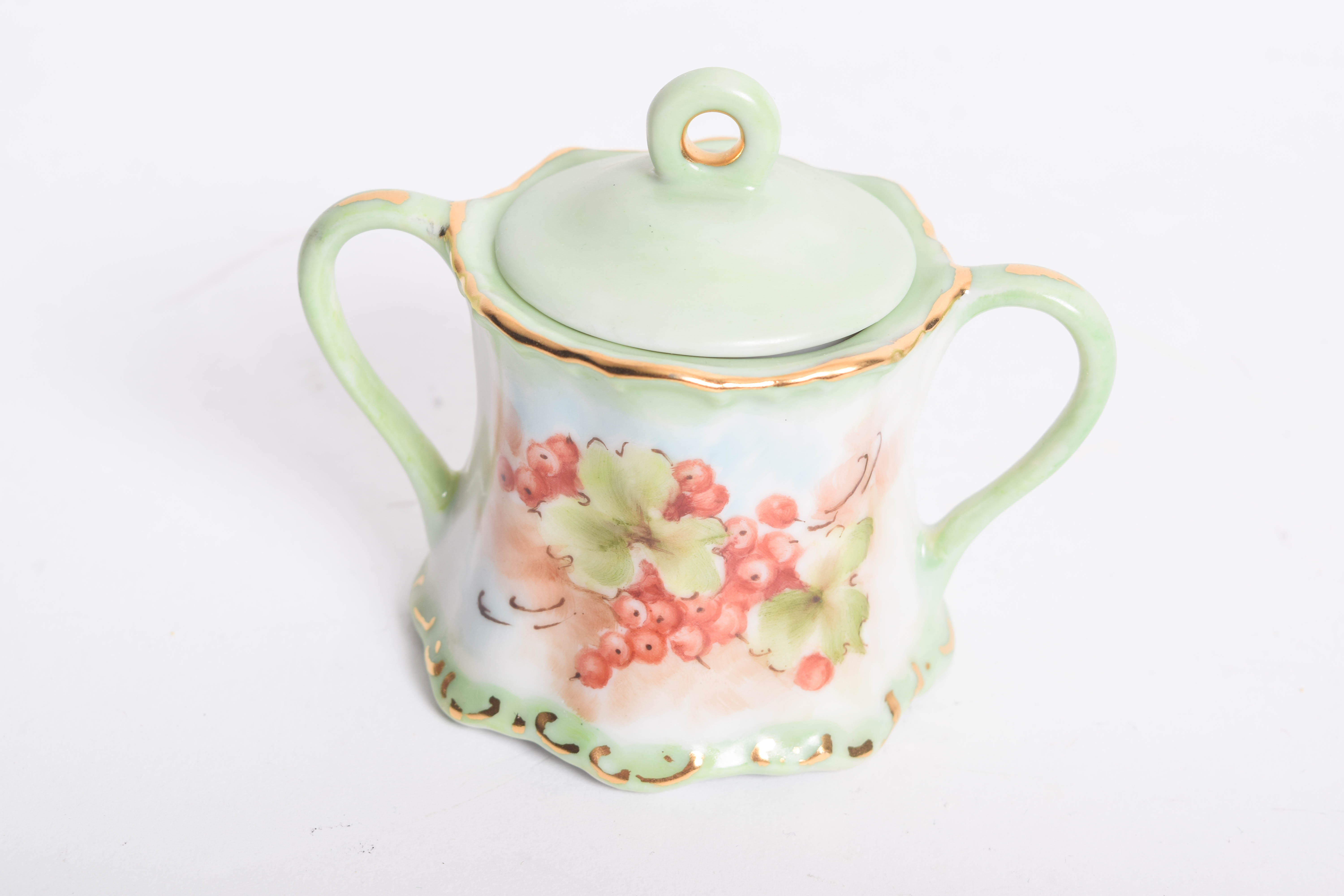 Vintage Hobbyst Hand Painted Porcelain Sugar and Creamer  Set