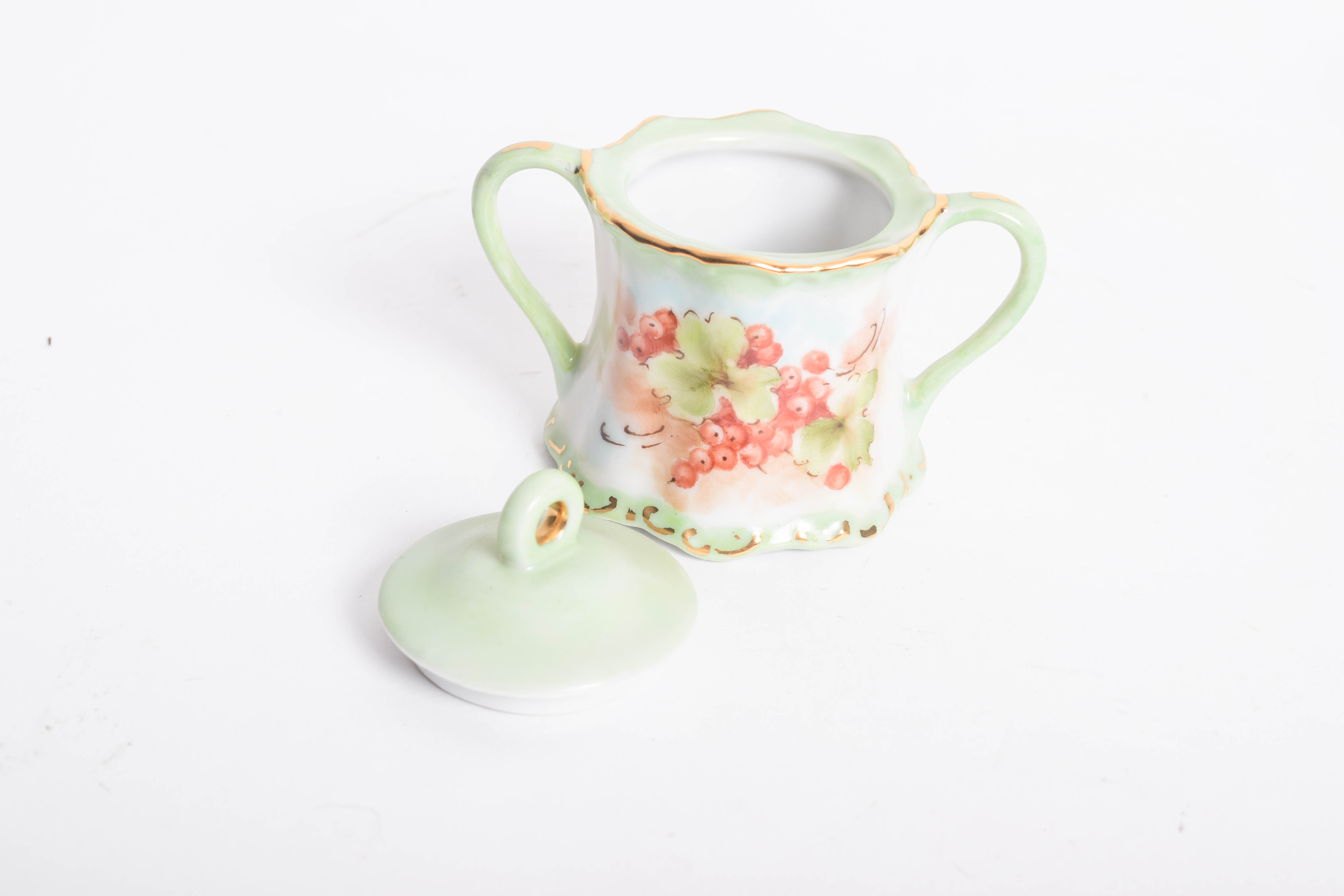 Vintage Hobbyst Hand Painted Porcelain Sugar and Creamer  Set