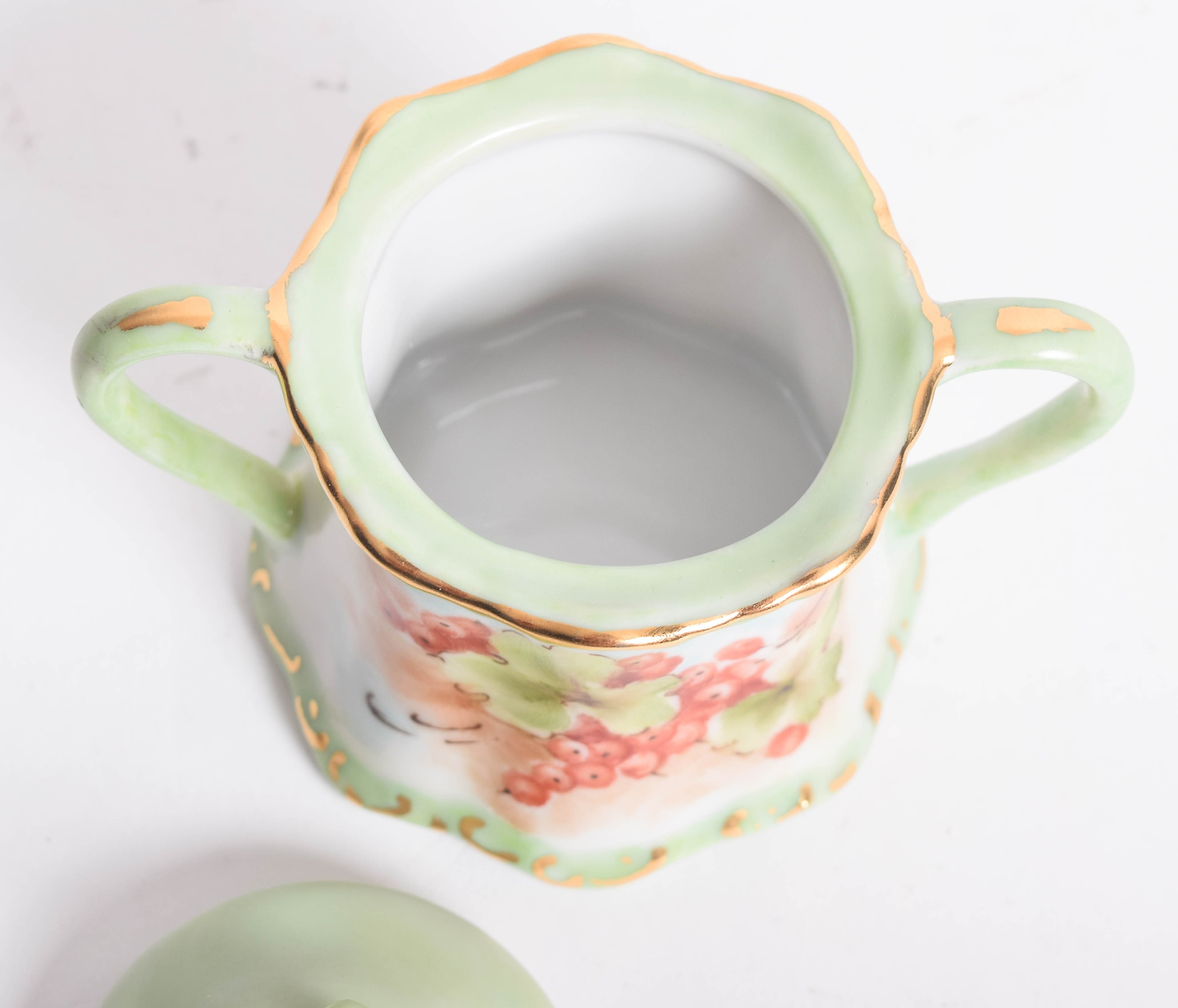 Vintage Hobbyst Hand Painted Porcelain Sugar and Creamer  Set