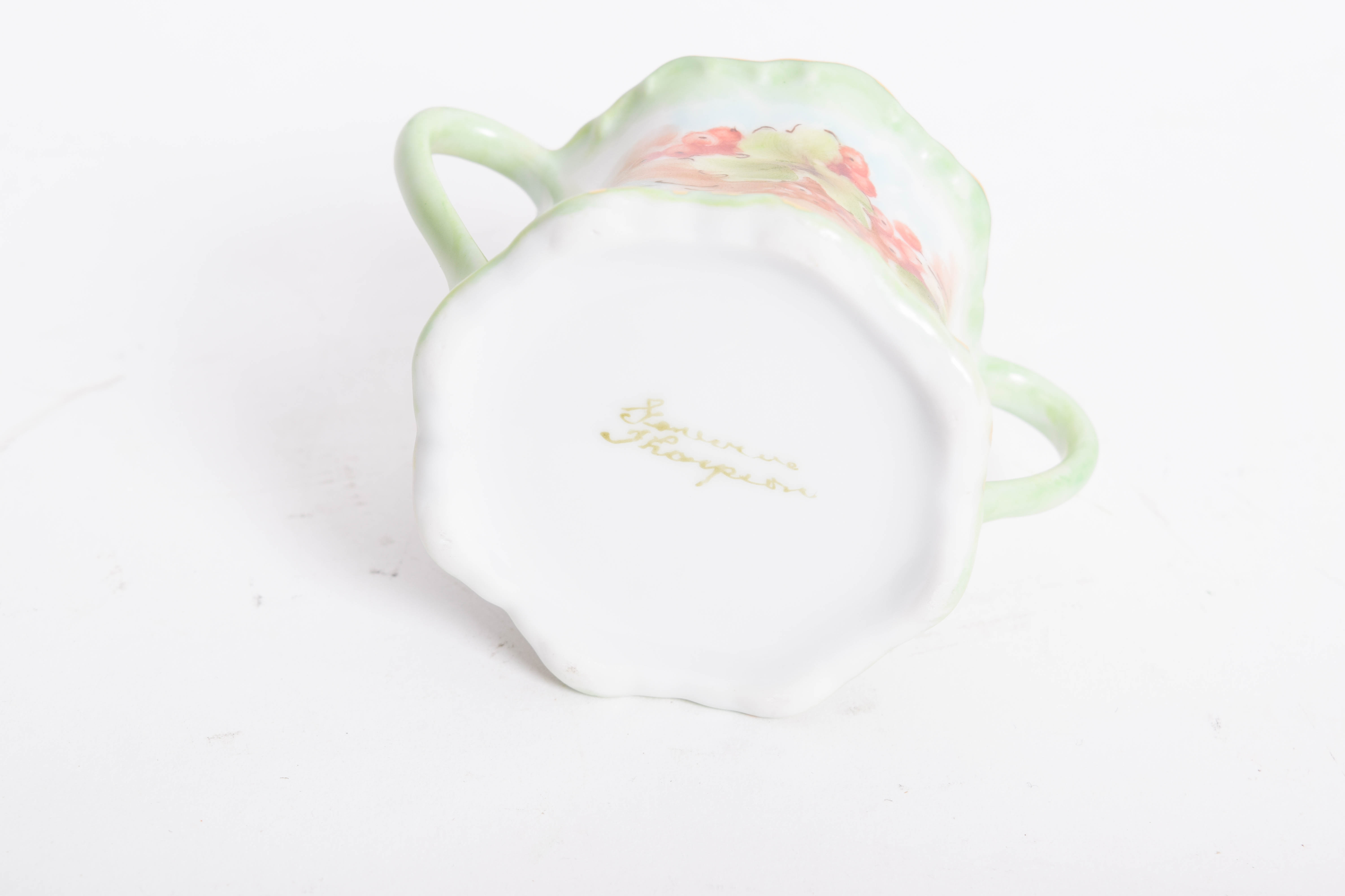 Vintage Hobbyst Hand Painted Porcelain Sugar and Creamer  Set