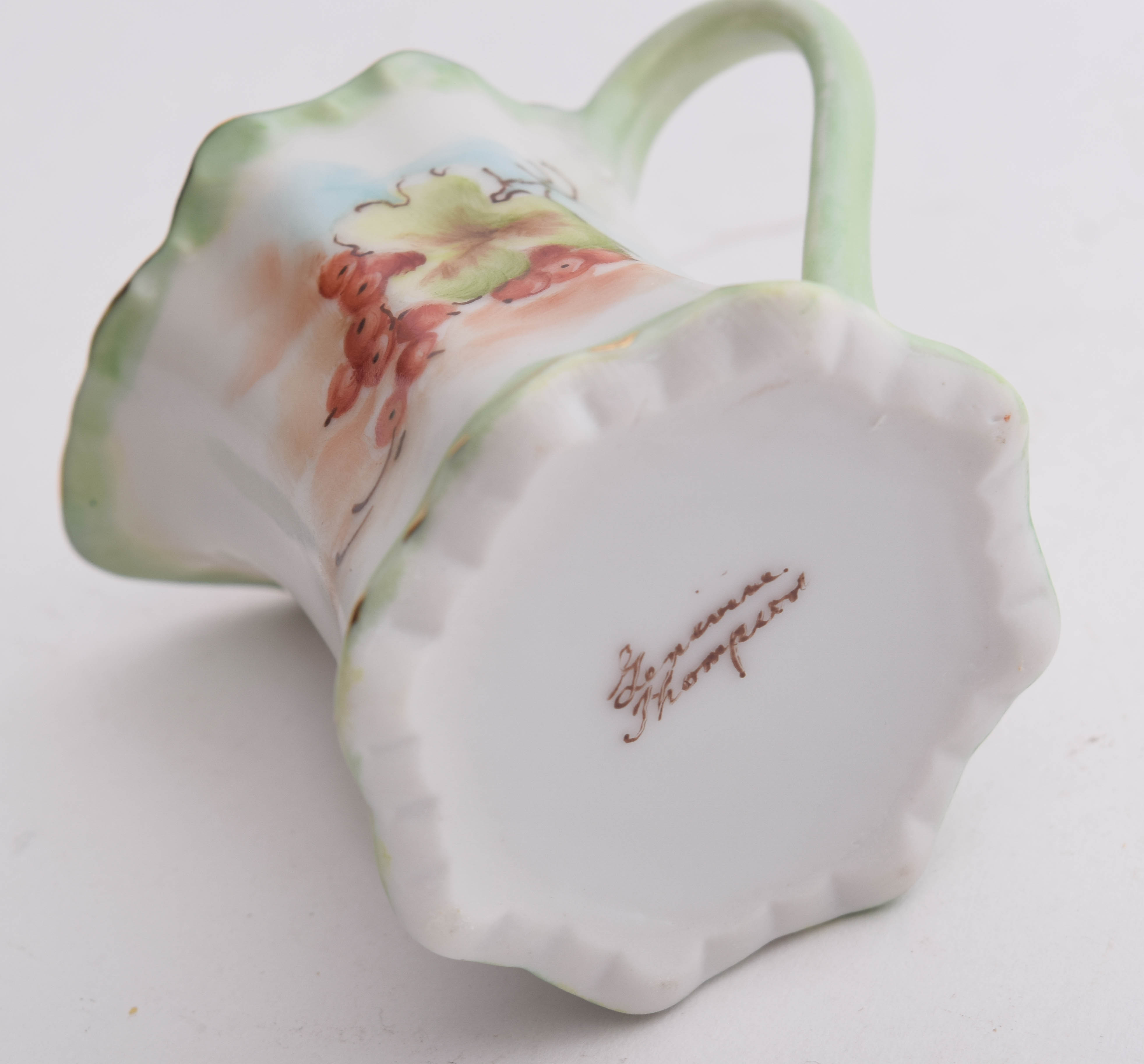 Vintage Hobbyst Hand Painted Porcelain Sugar and Creamer  Set