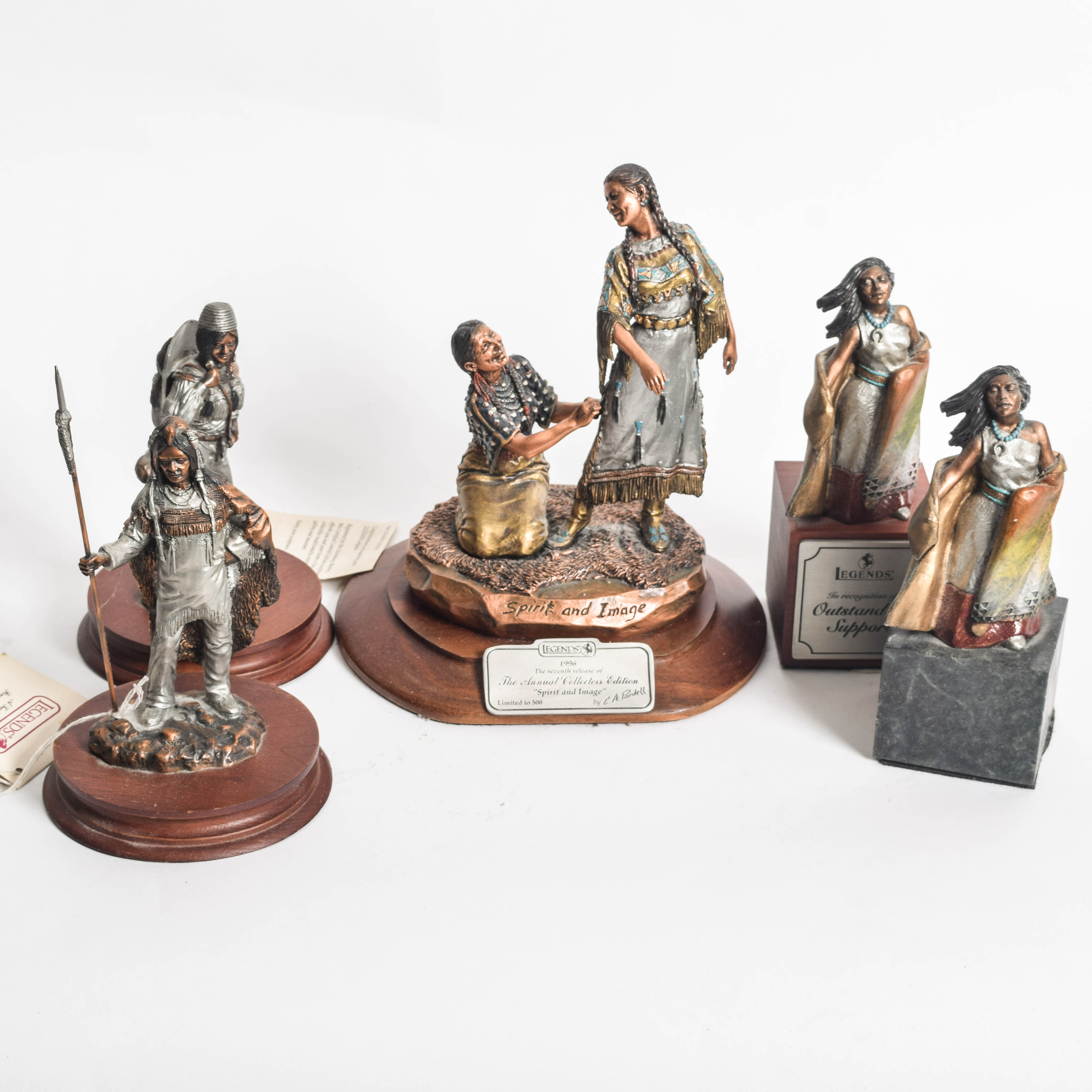 Collection of Reproduction Native American Themed Metal Sculptures