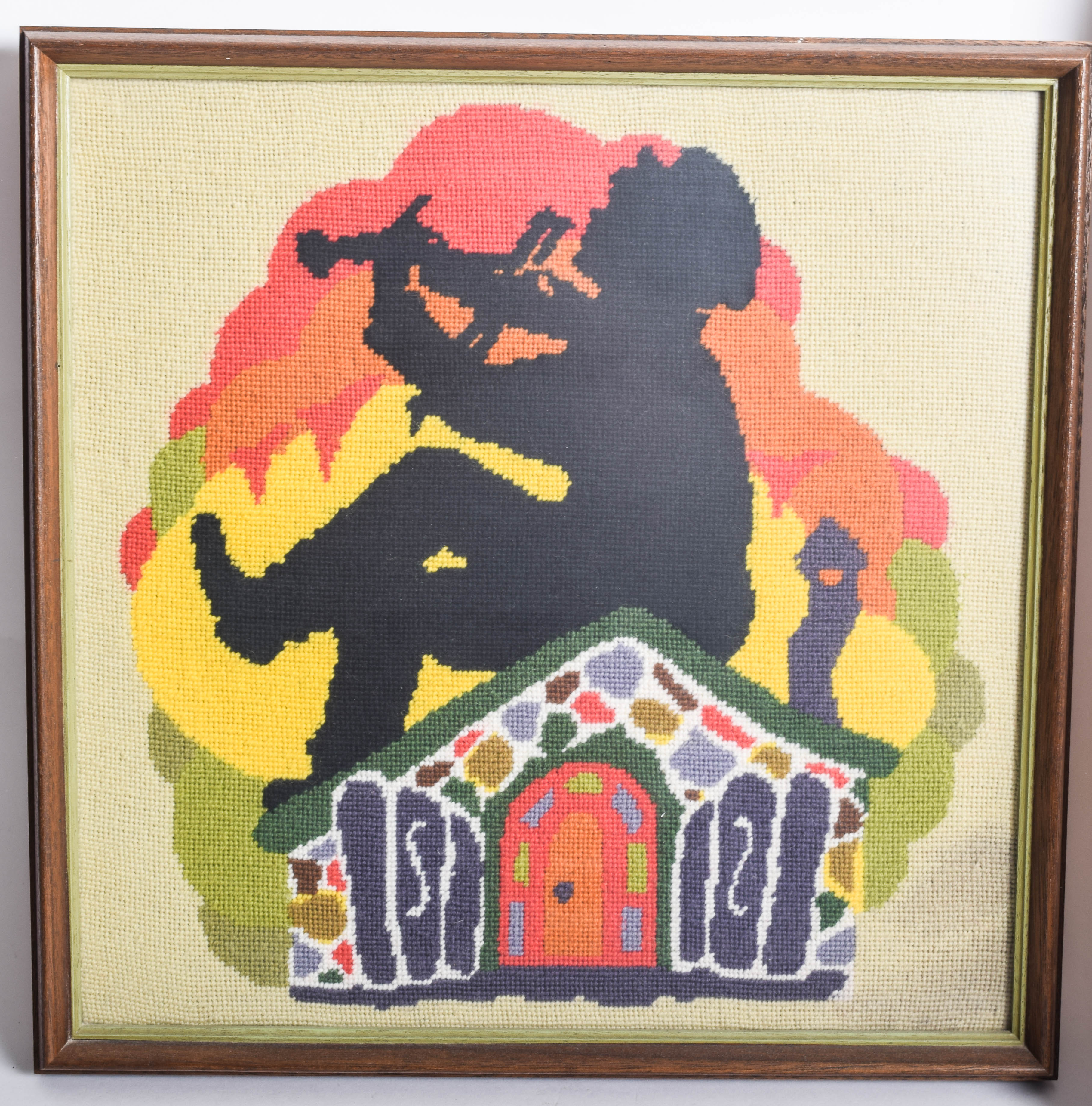 Pair of Vintage Framed Needlepoints with Broadway Theme