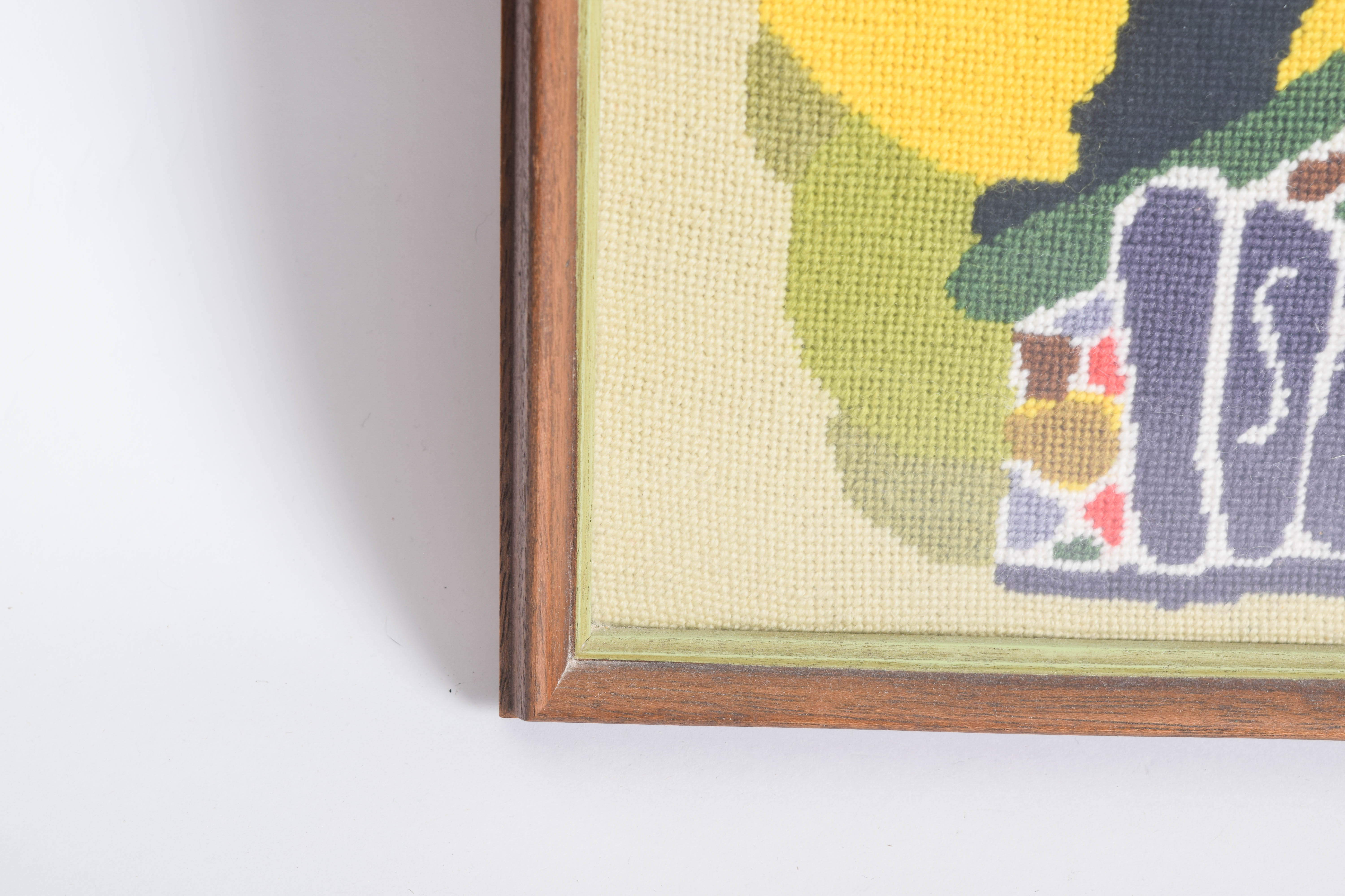 Pair of Vintage Framed Needlepoints with Broadway Theme