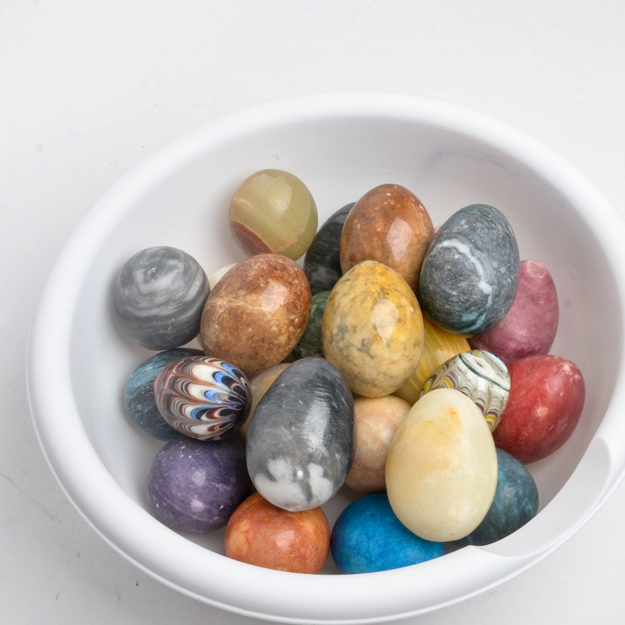 Collection of Colorful Stone Eggs