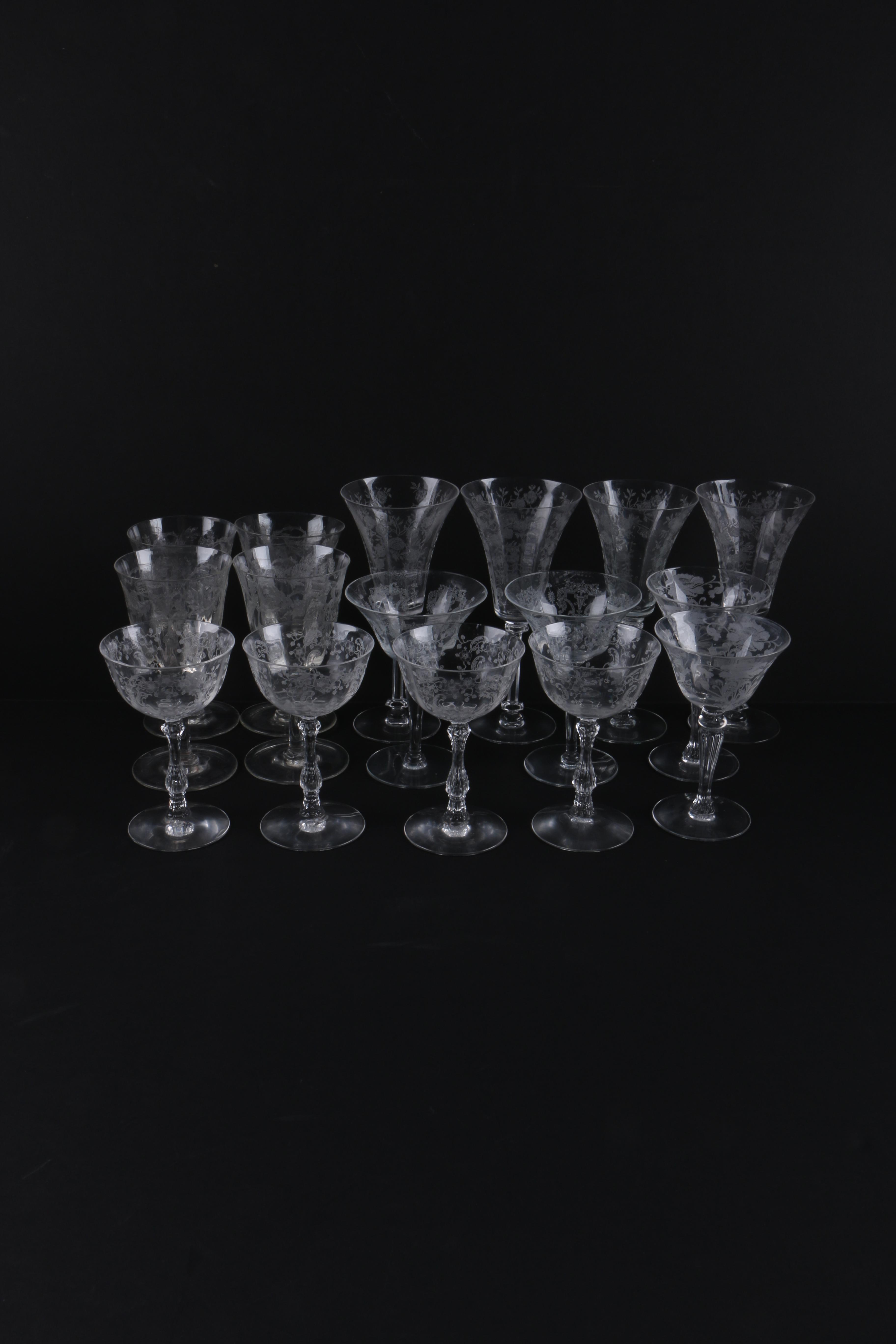 Assortment of Etched Glassware