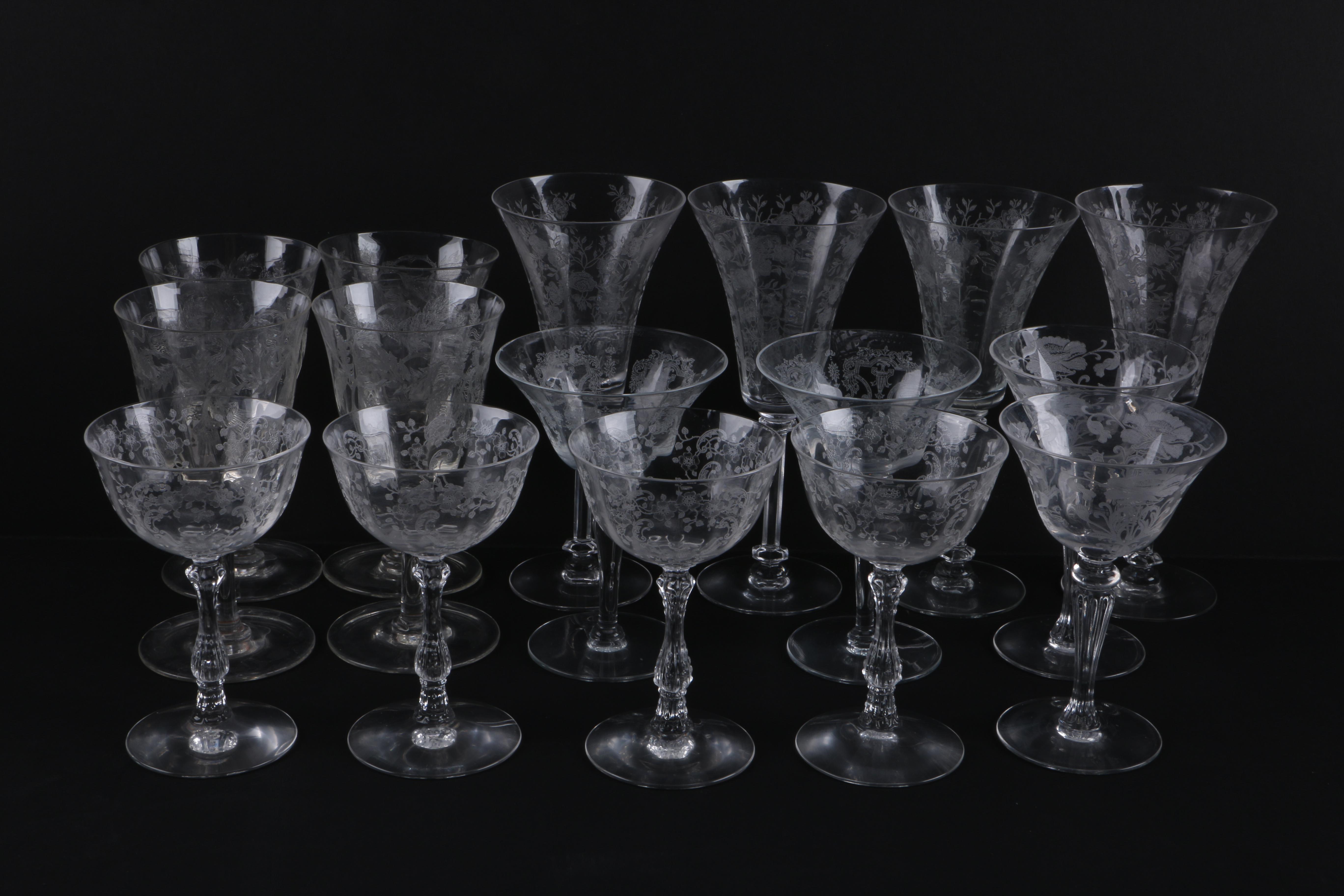 Assortment of Etched Glassware