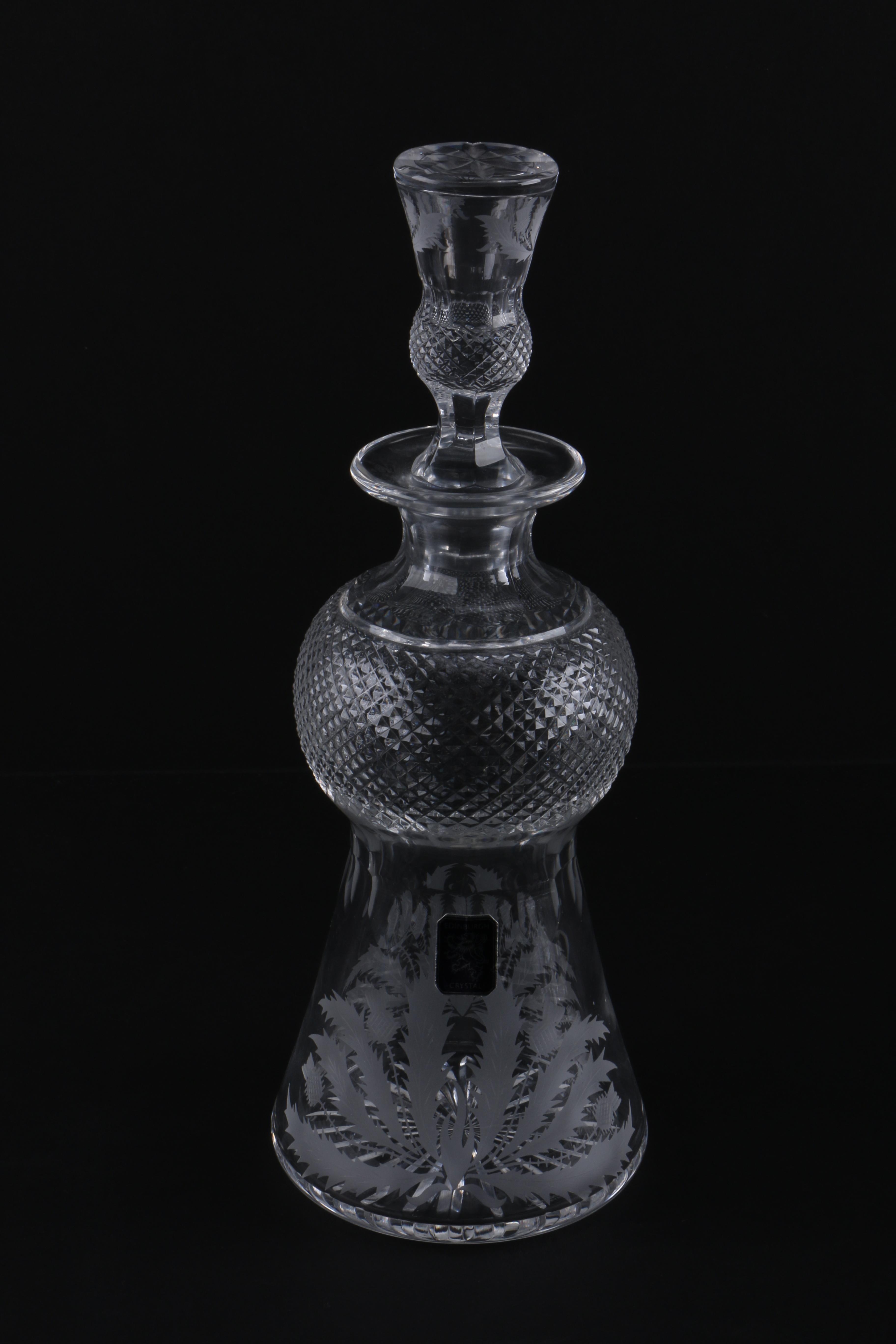 Edinburgh Crystal "Thistle" Decanter with Glasses