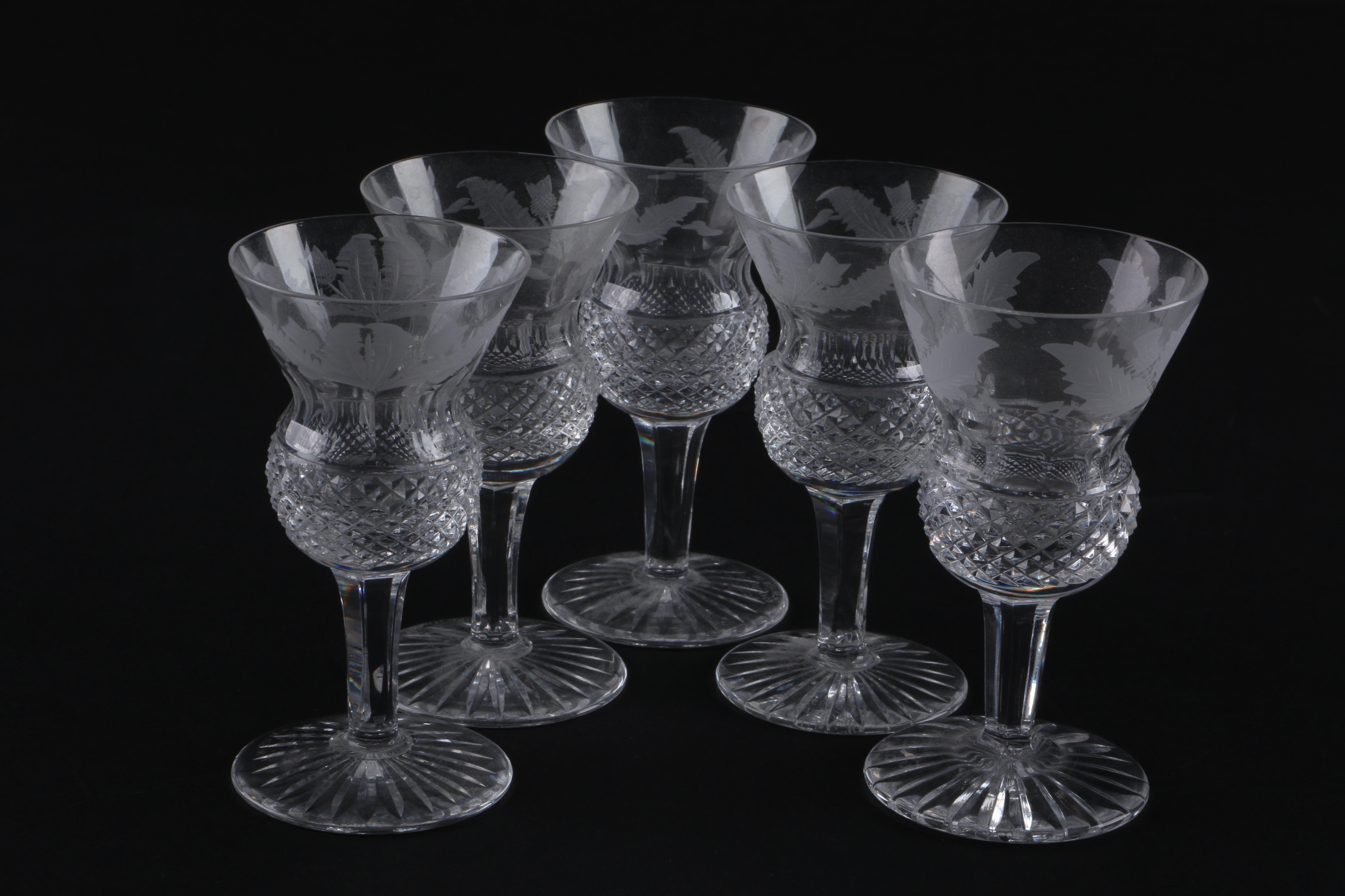 Edinburgh Crystal "Thistle" Decanter with Glasses