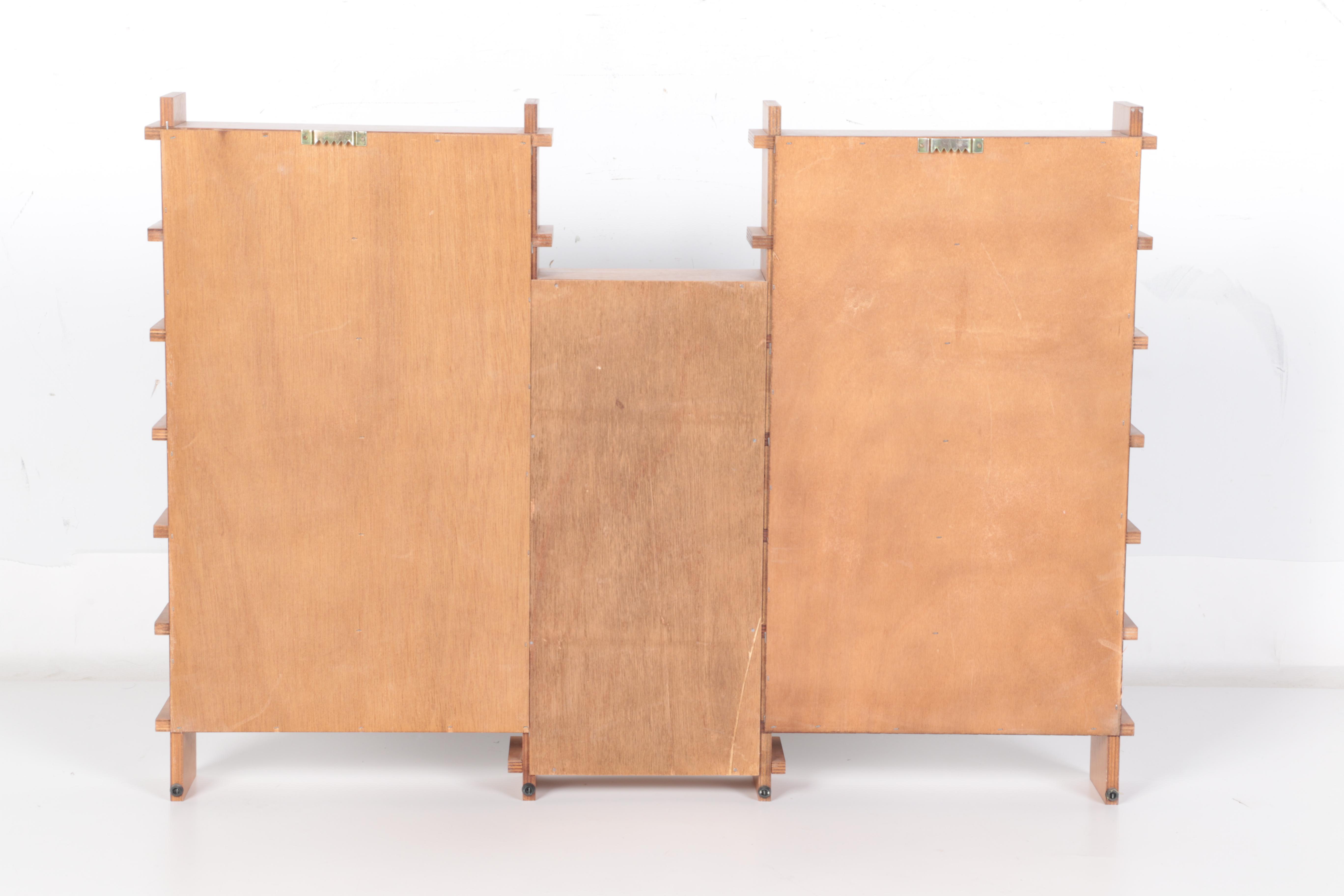 Miniature Japanese Hand Thrown Tea Bowls with Display Shelf