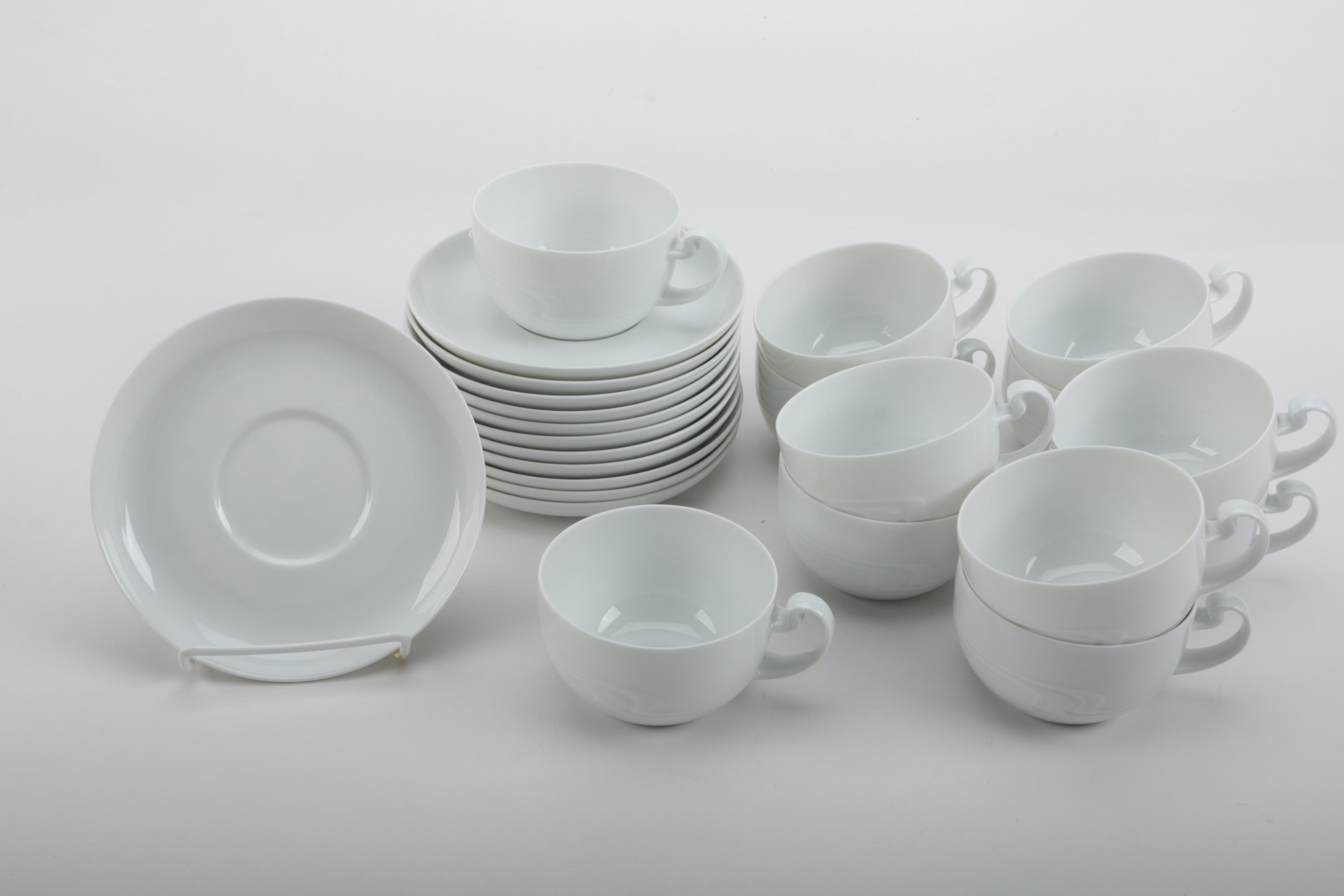Rosenthal "Asymmetria White" Coffee Cups and Saucers
