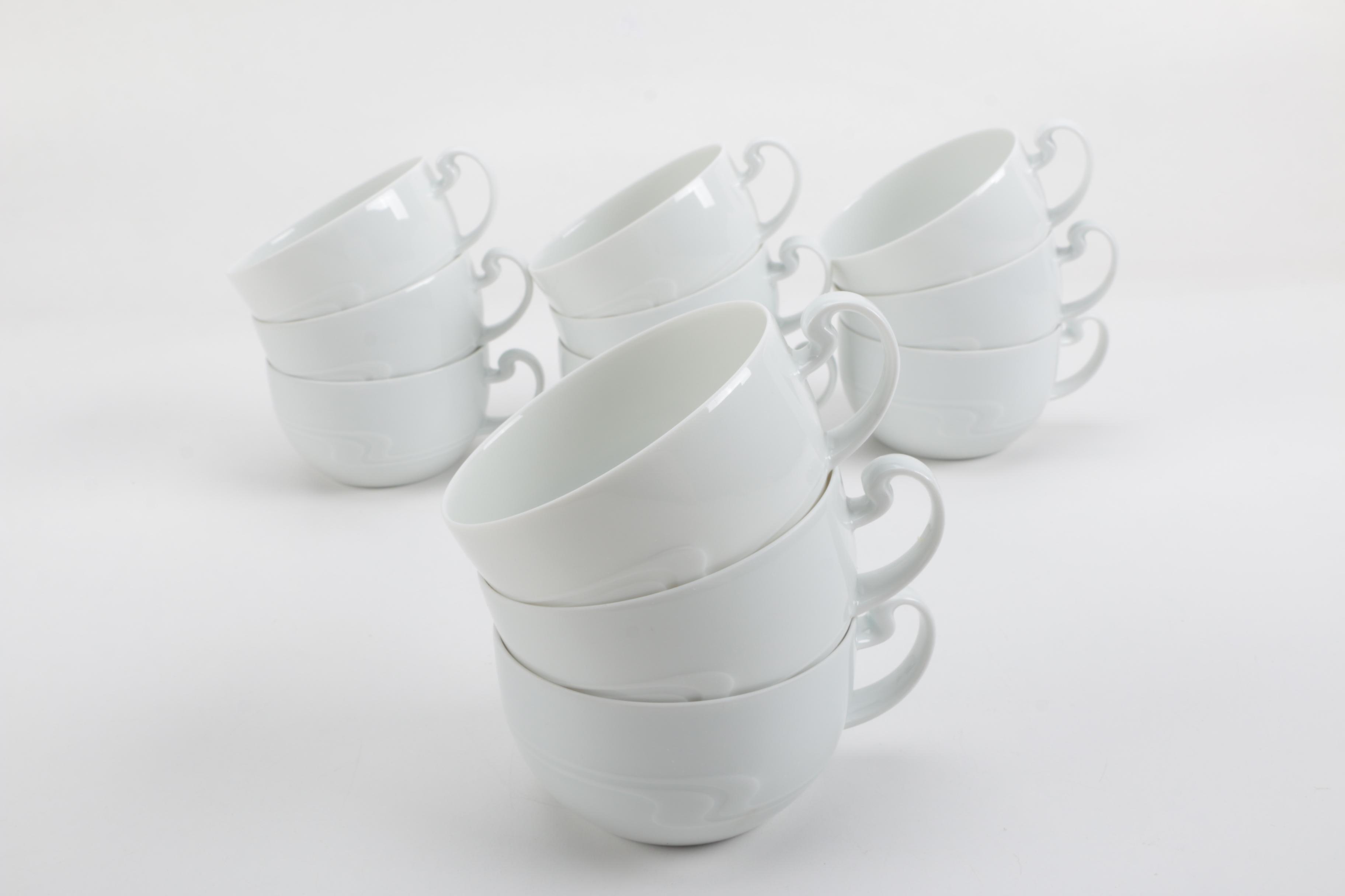 Rosenthal "Asymmetria White" Coffee Cups and Saucers