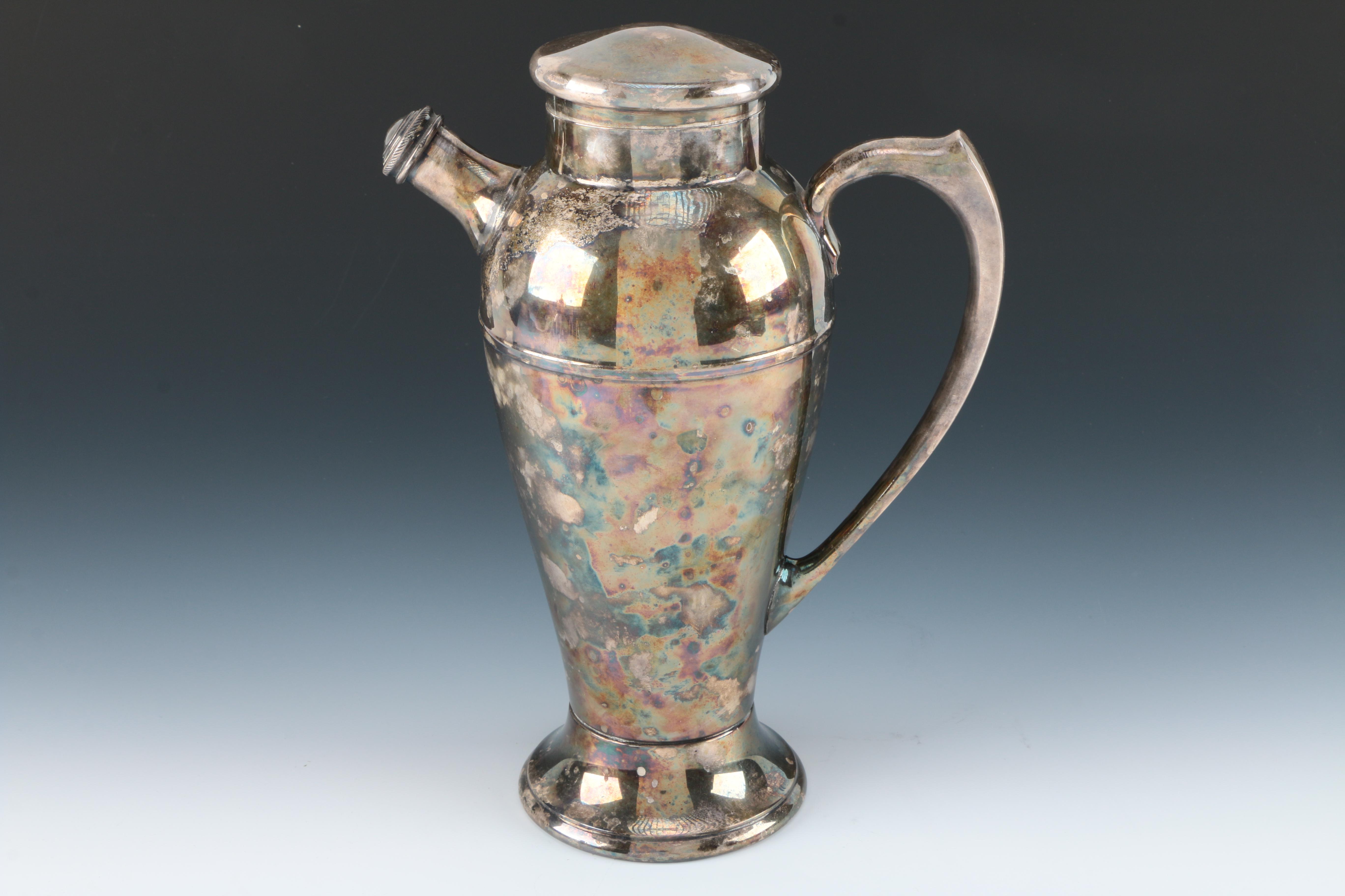 International Silver Plated Cocktail Pitcher with Glass and Plated Carafe