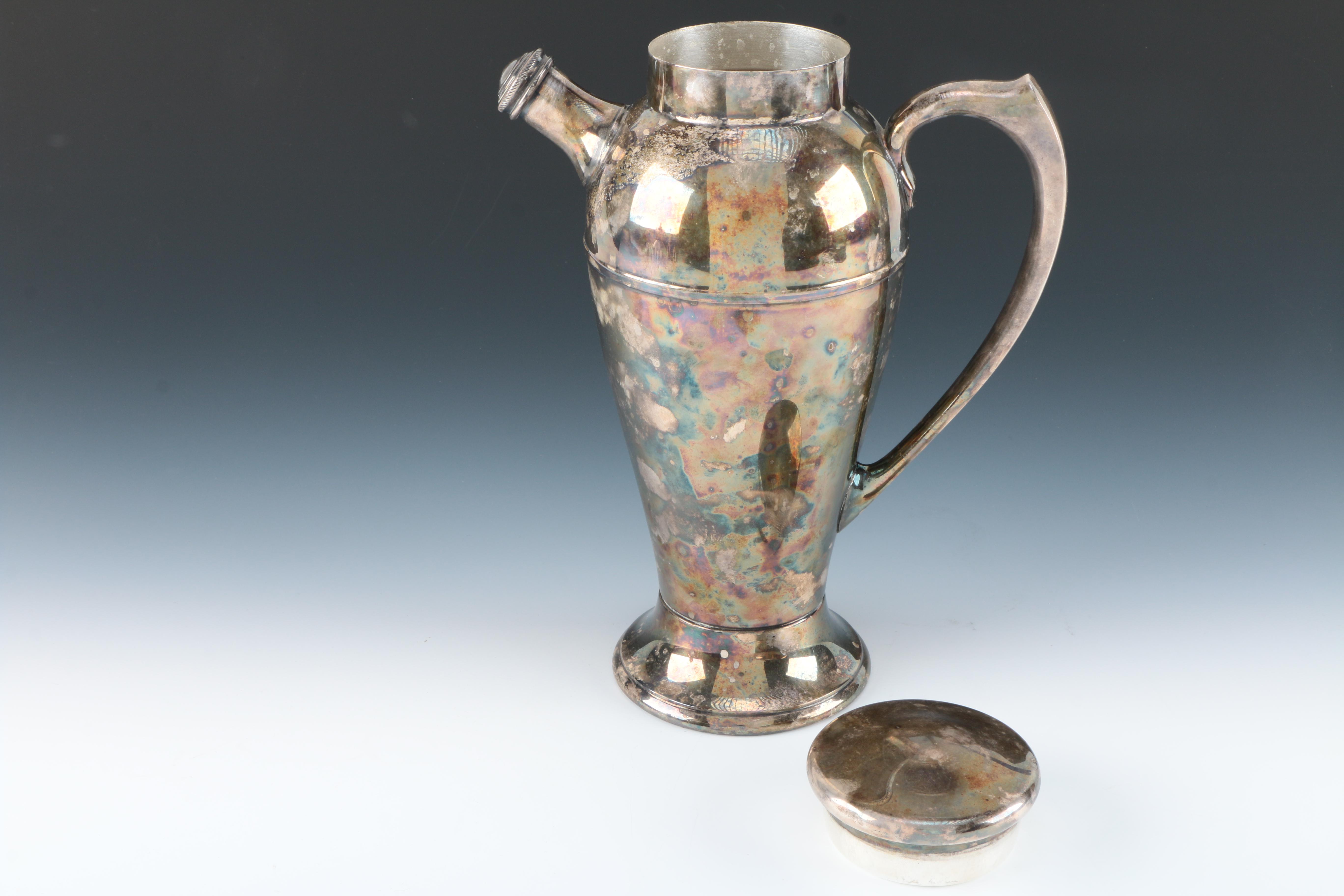 International Silver Plated Cocktail Pitcher with Glass and Plated Carafe