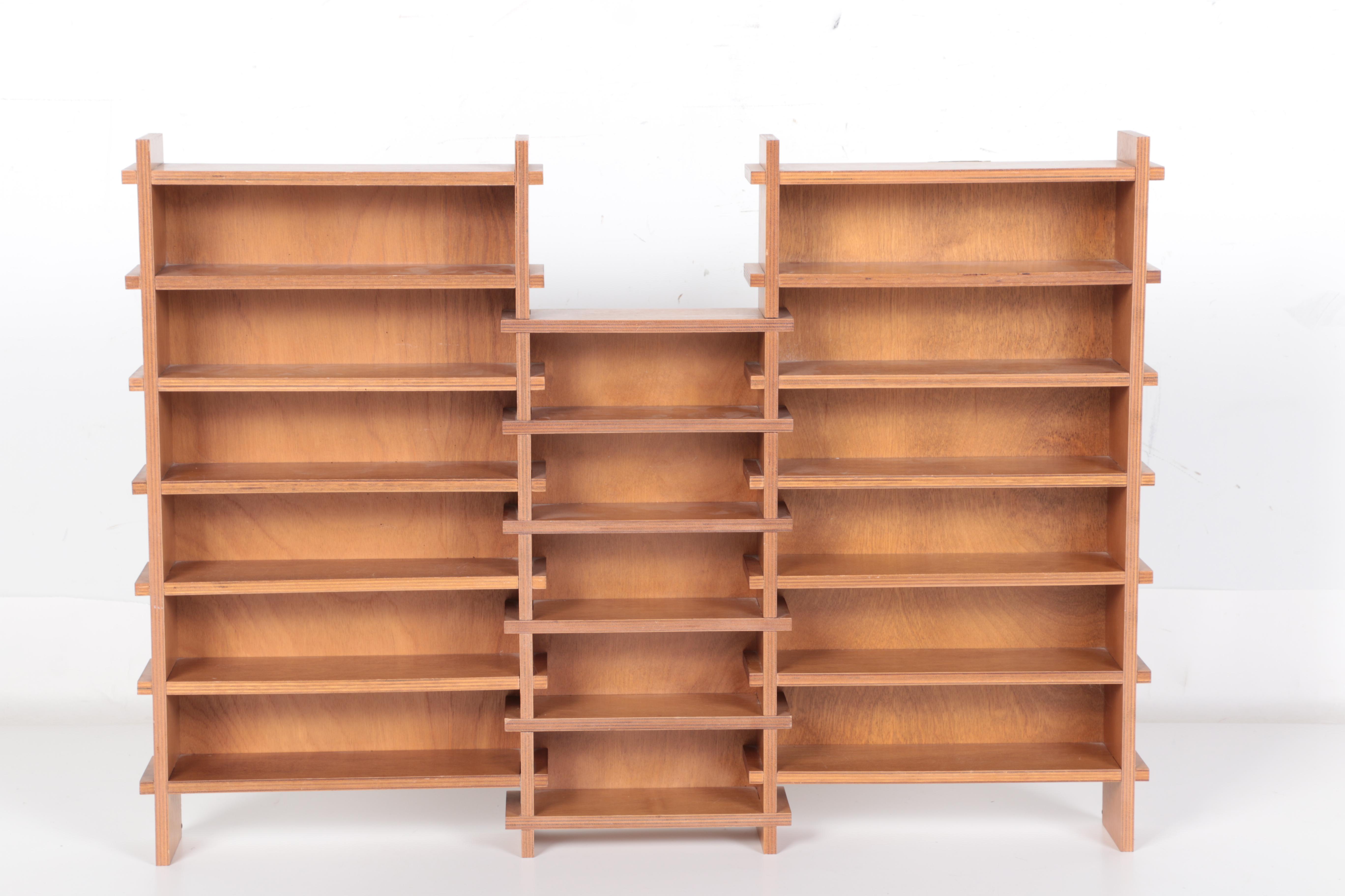 Miniature Japanese Hand Thrown Tea Bowls with Display Shelf