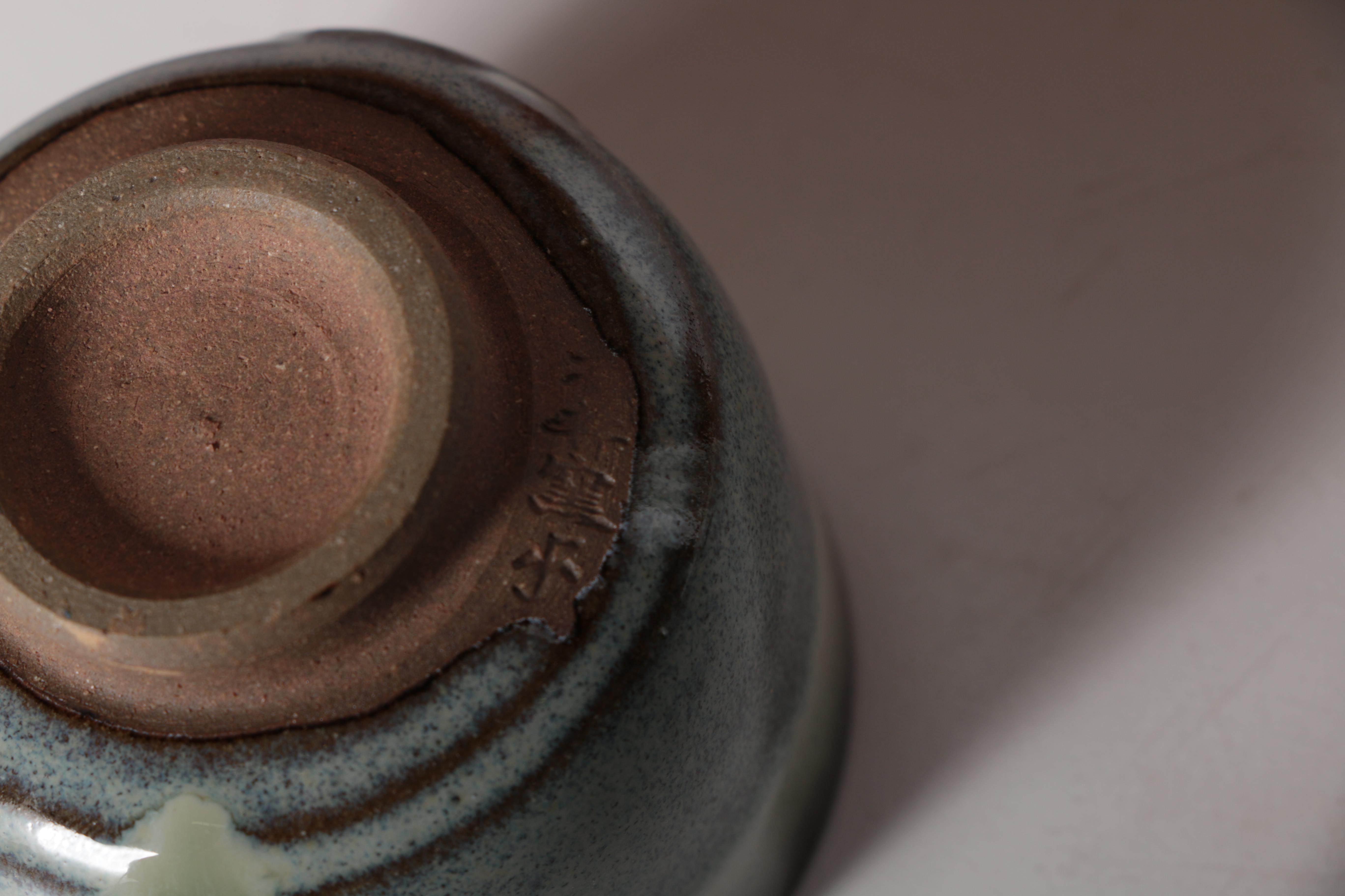 Miniature Japanese Hand Thrown Tea Bowls with Display Shelf