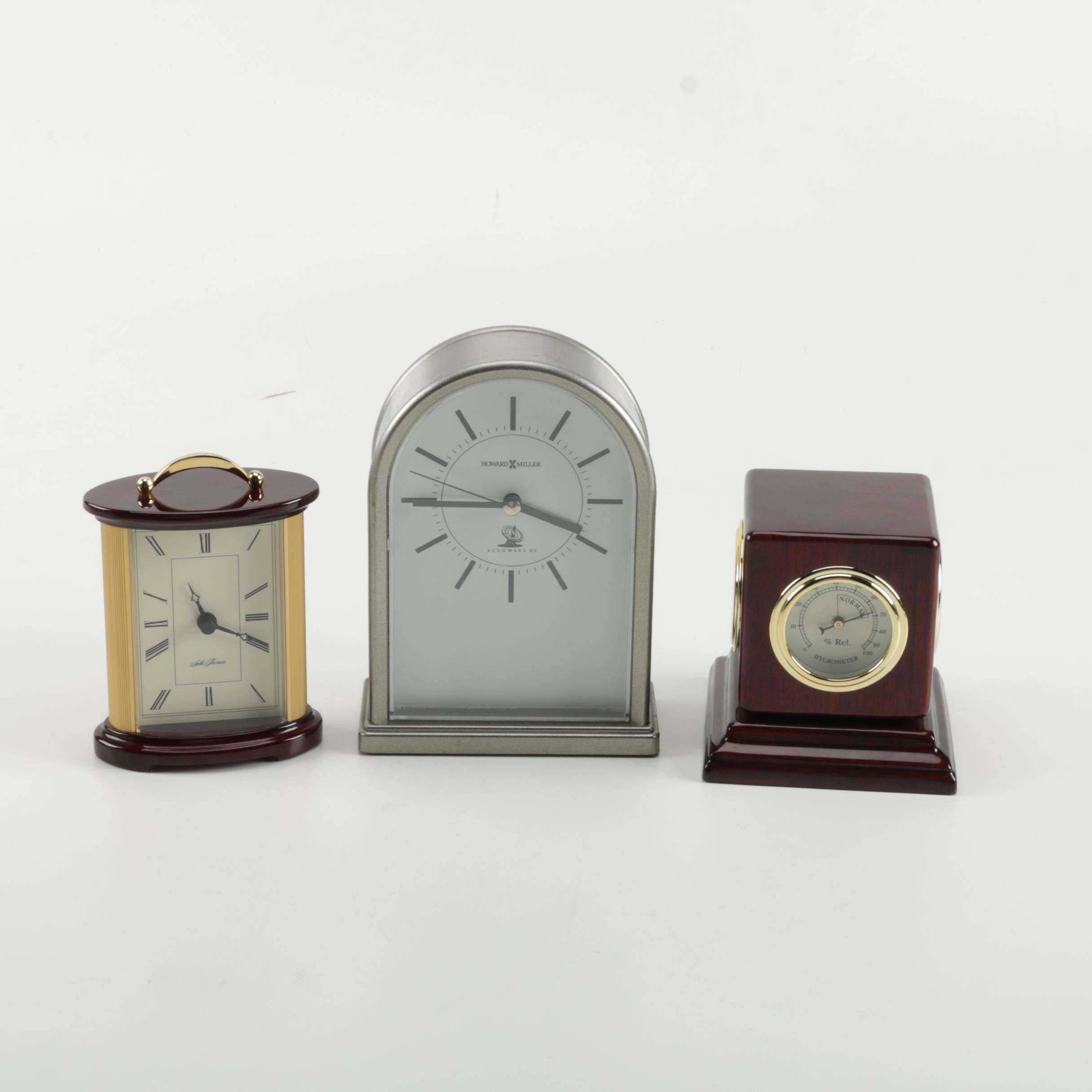 Three Desk Clocks Including Howard Miller and Seth Thomas