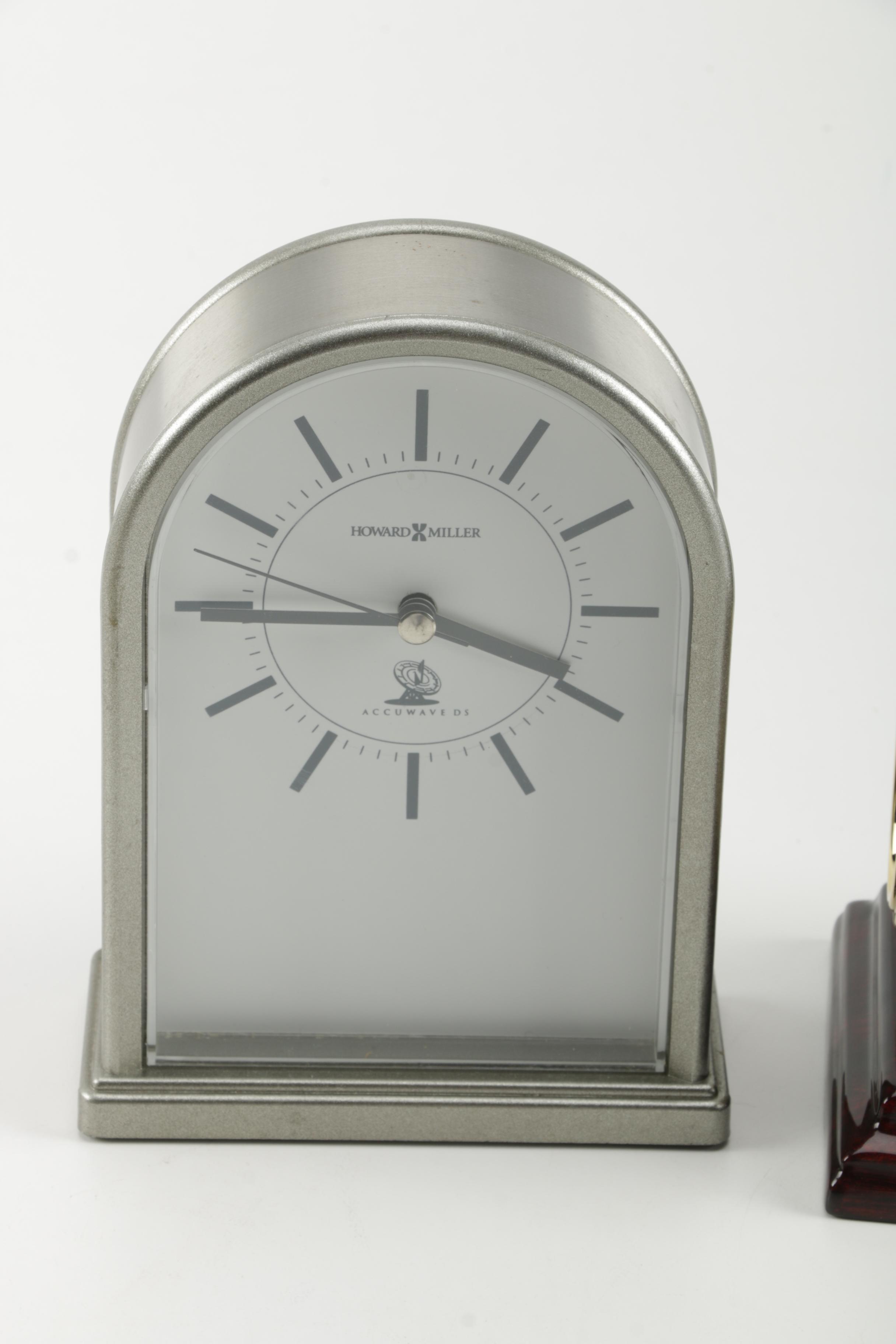 Three Desk Clocks Including Howard Miller and Seth Thomas