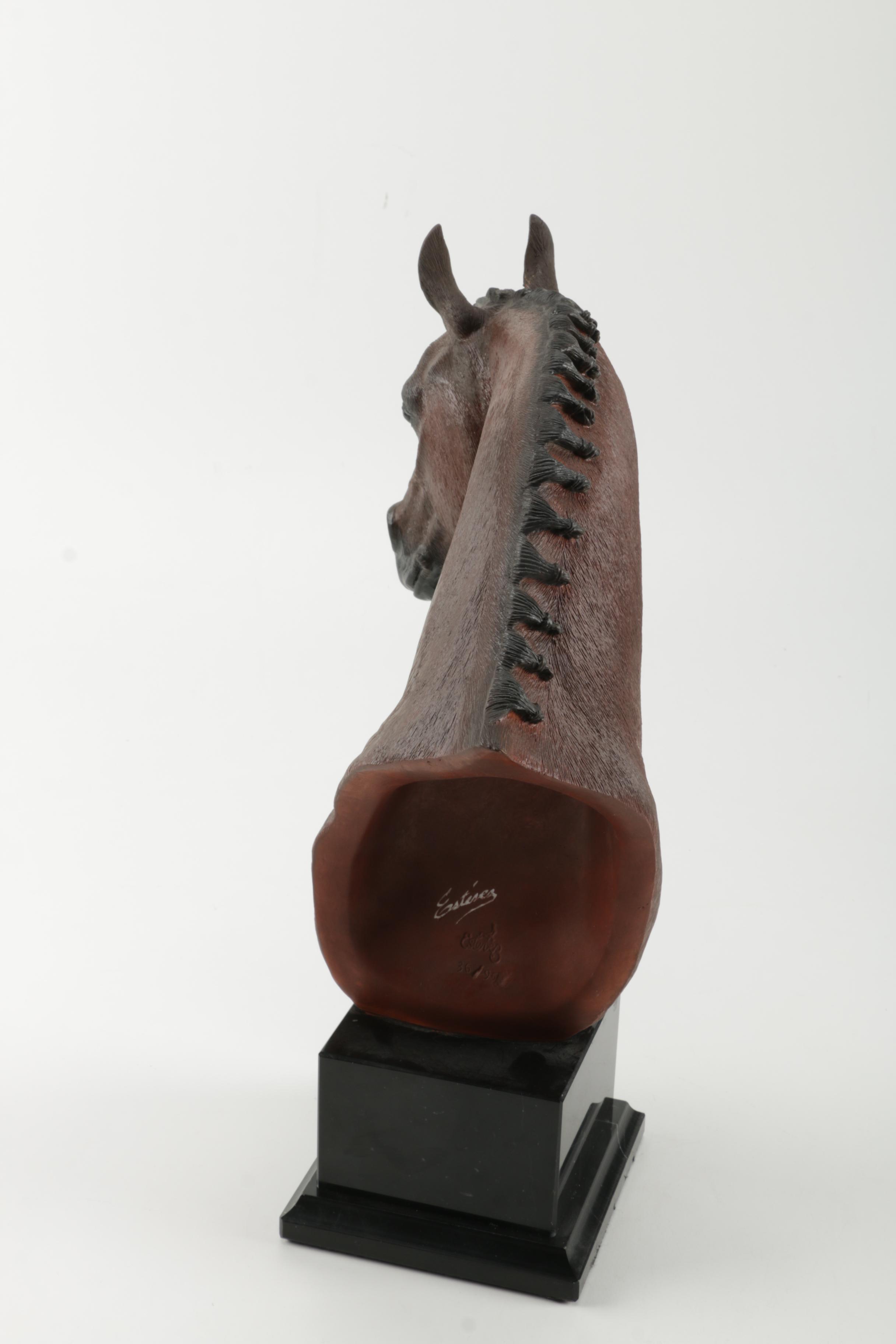 Carlos Estevez Hand-Painted Cold Cast Sculpture  "Hunter Jumper"