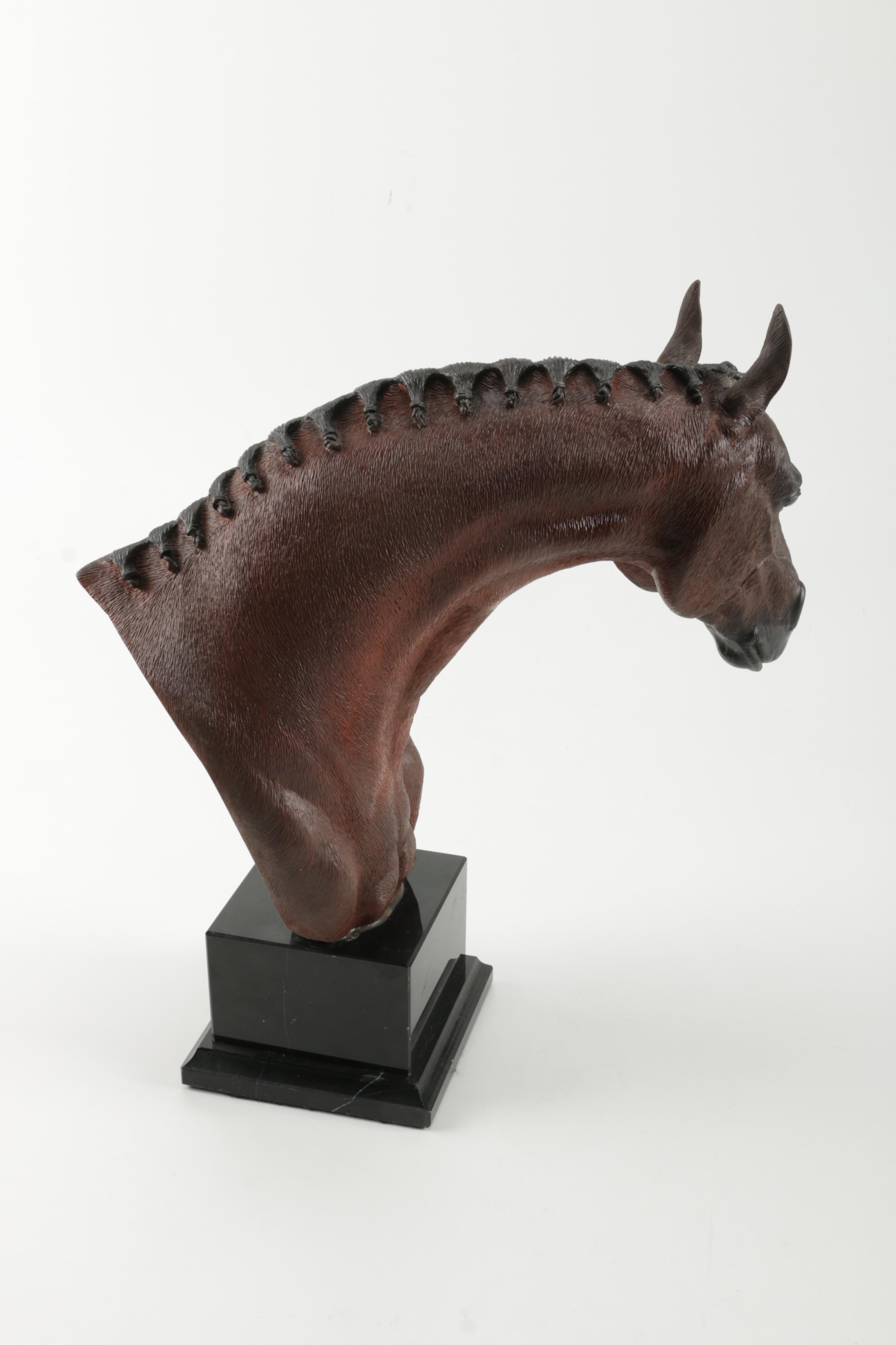 Carlos Estevez Hand-Painted Cold Cast Sculpture  "Hunter Jumper"