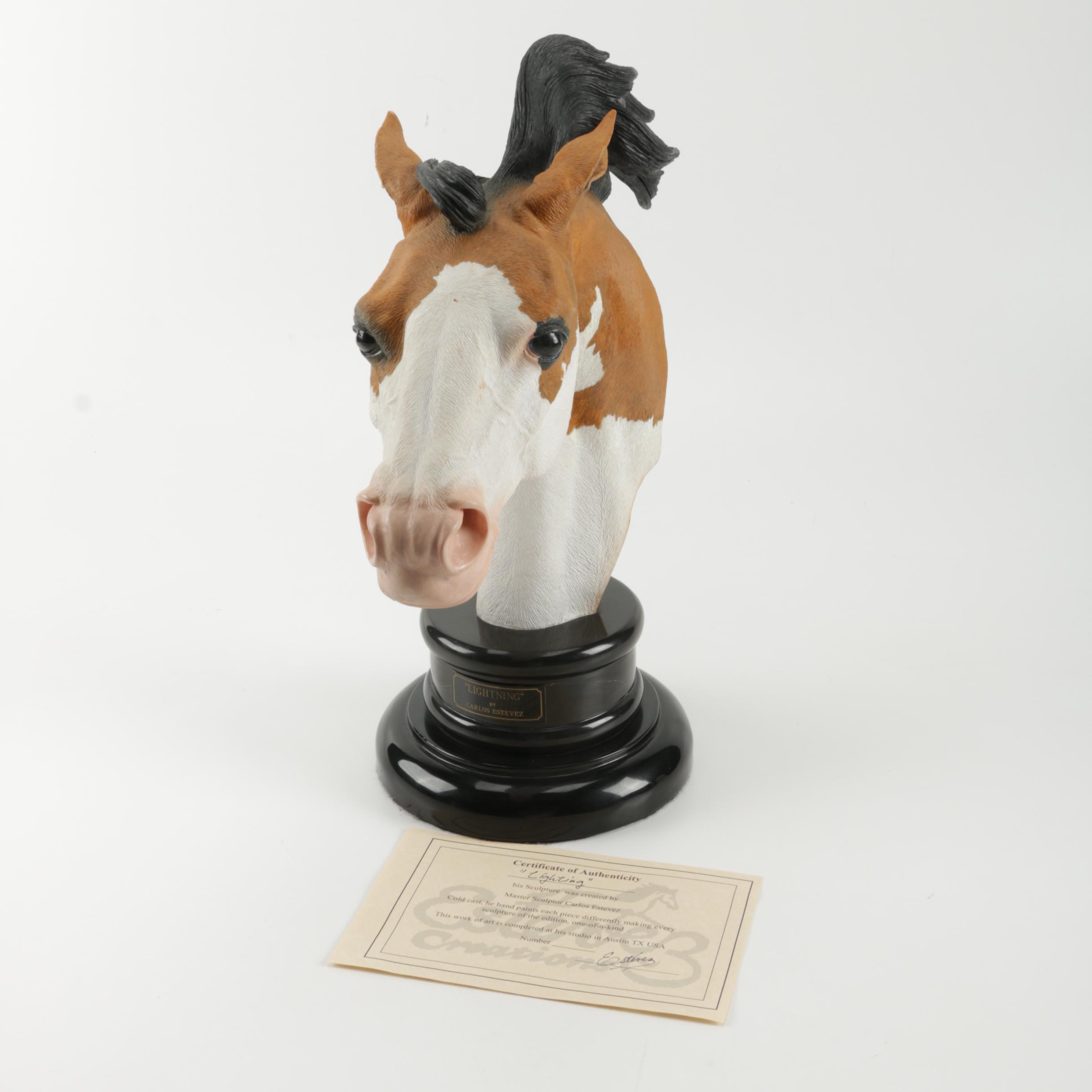 Carlos Estevez Hand-Painted Cold Cast Sculpture "Lightning"