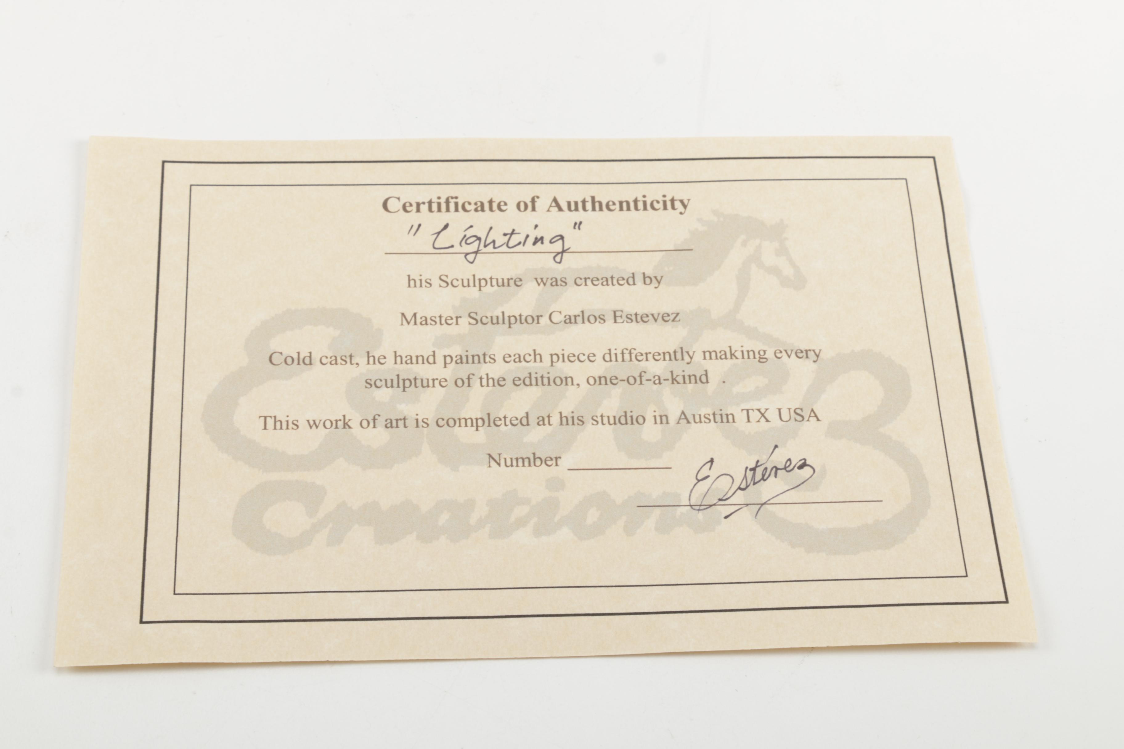 Carlos Estevez Hand-Painted Cold Cast Sculpture "Lightning"