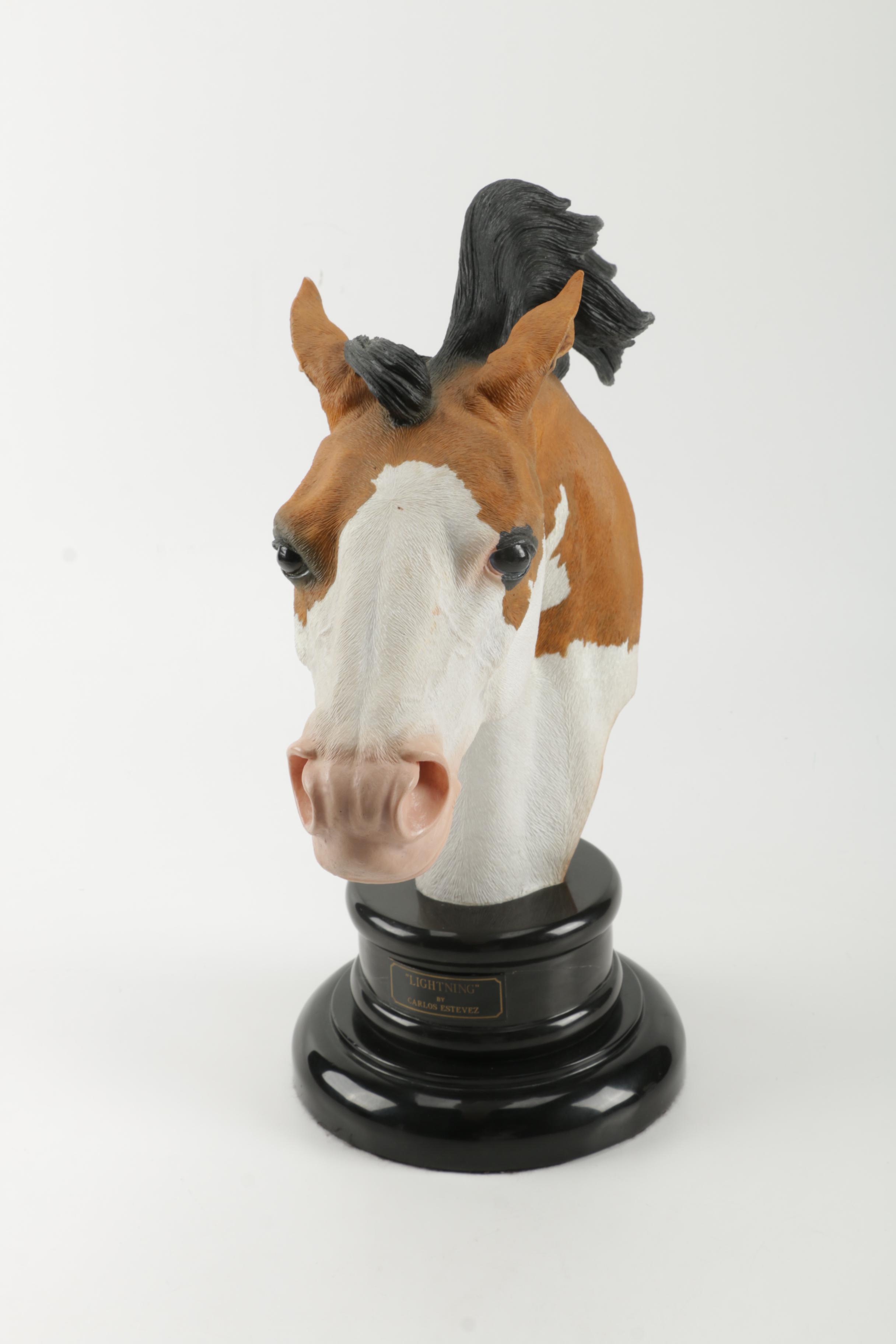 Carlos Estevez Hand-Painted Cold Cast Sculpture "Lightning"