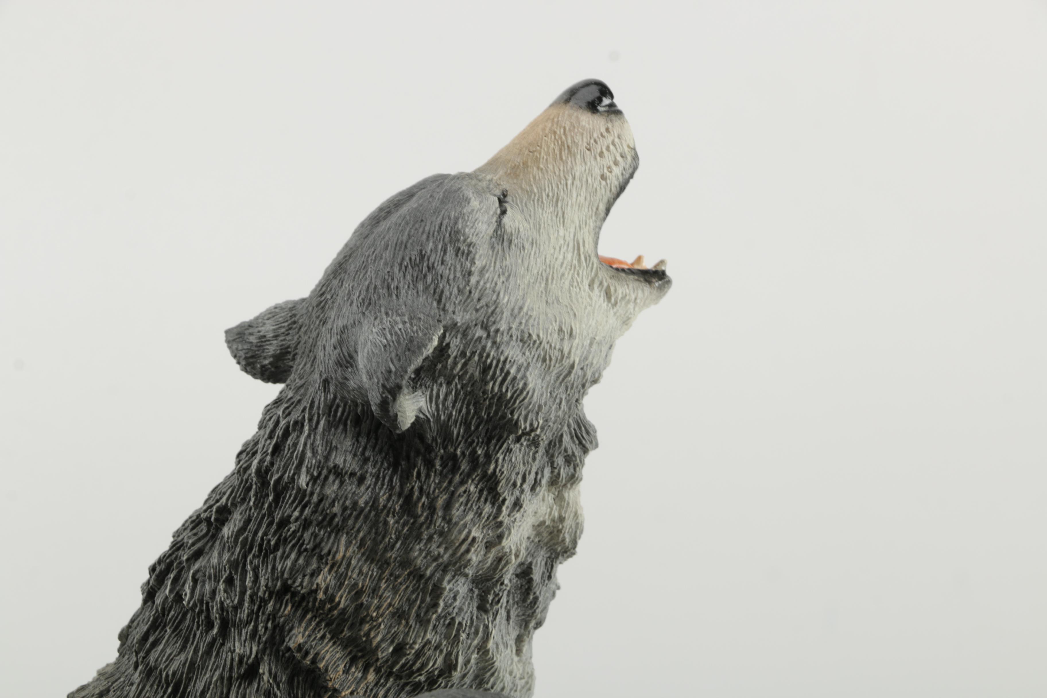 Carlos Estevez Hand-Painted Cold Cast Sculpture "Winter Call" Wolves