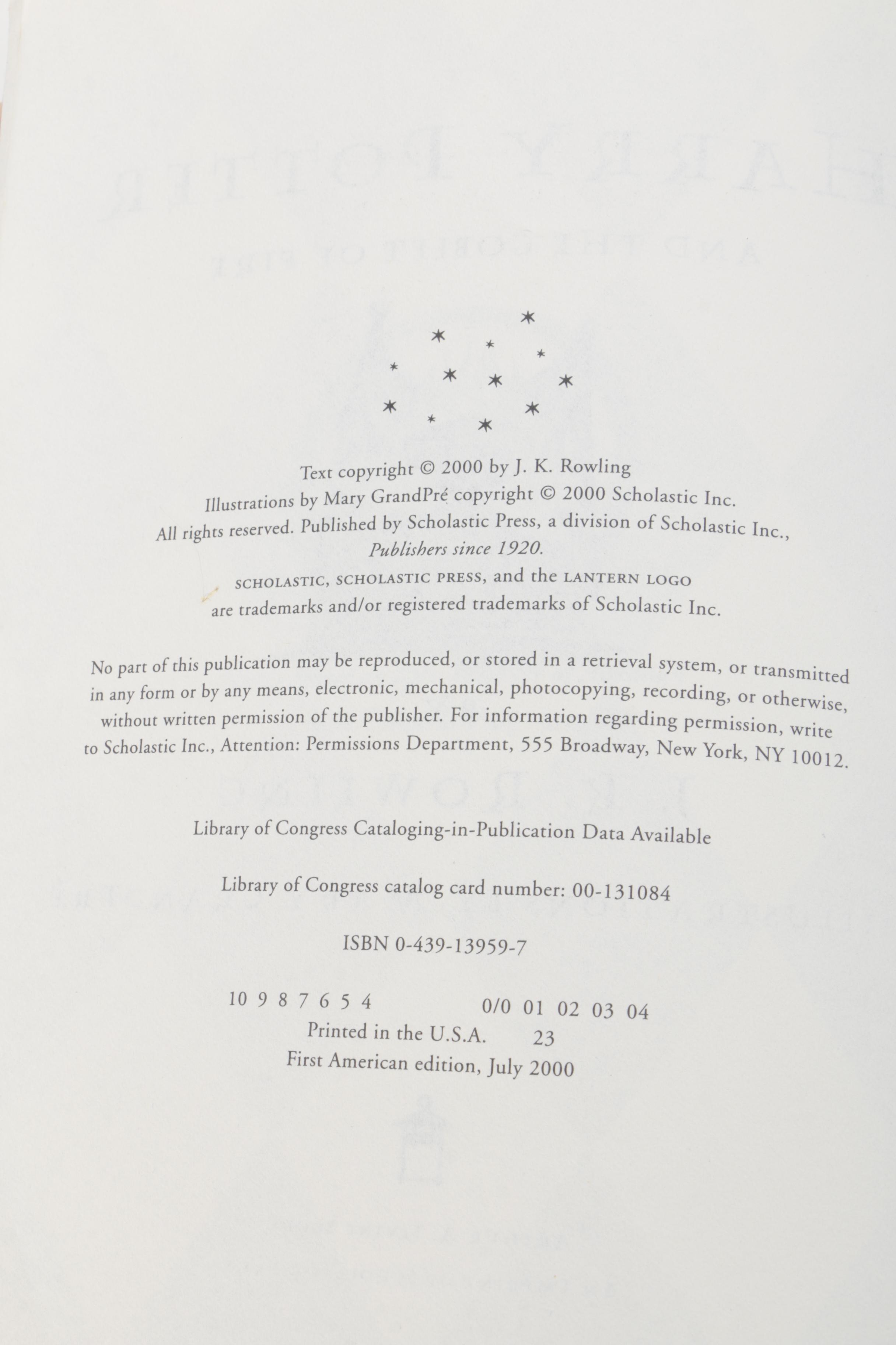 "Harry Potter" Books Including First American Edition of "Order of the Phoenix"