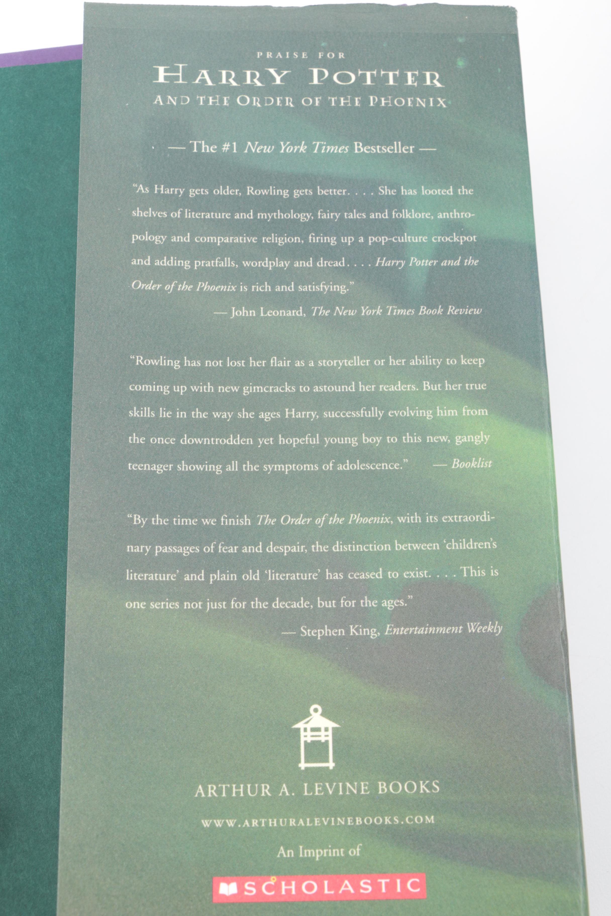 "Harry Potter" Books Including First American Edition of "Order of the Phoenix"