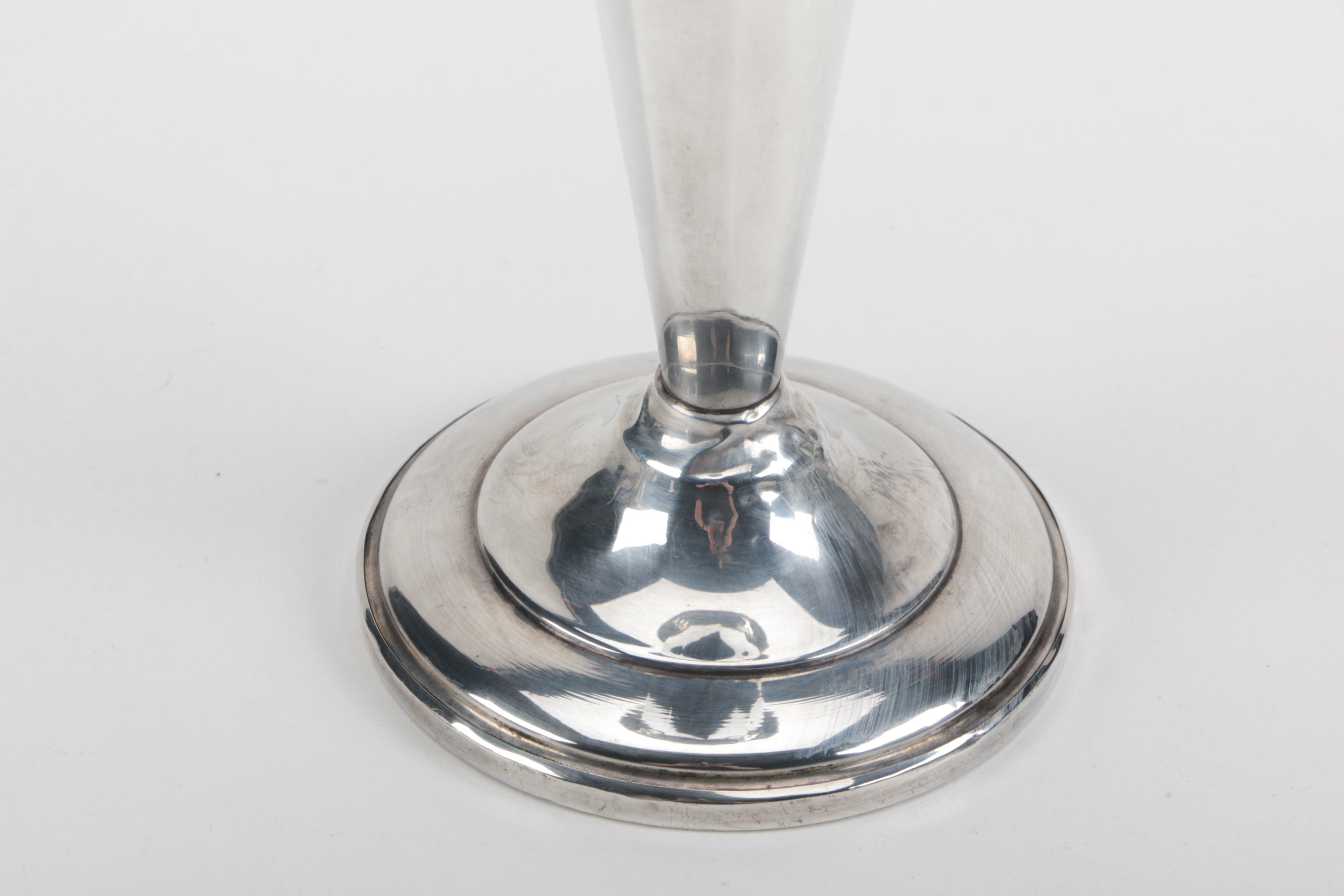 Weighted Sterling Bud Vase and Candleholders Featuring Gorham