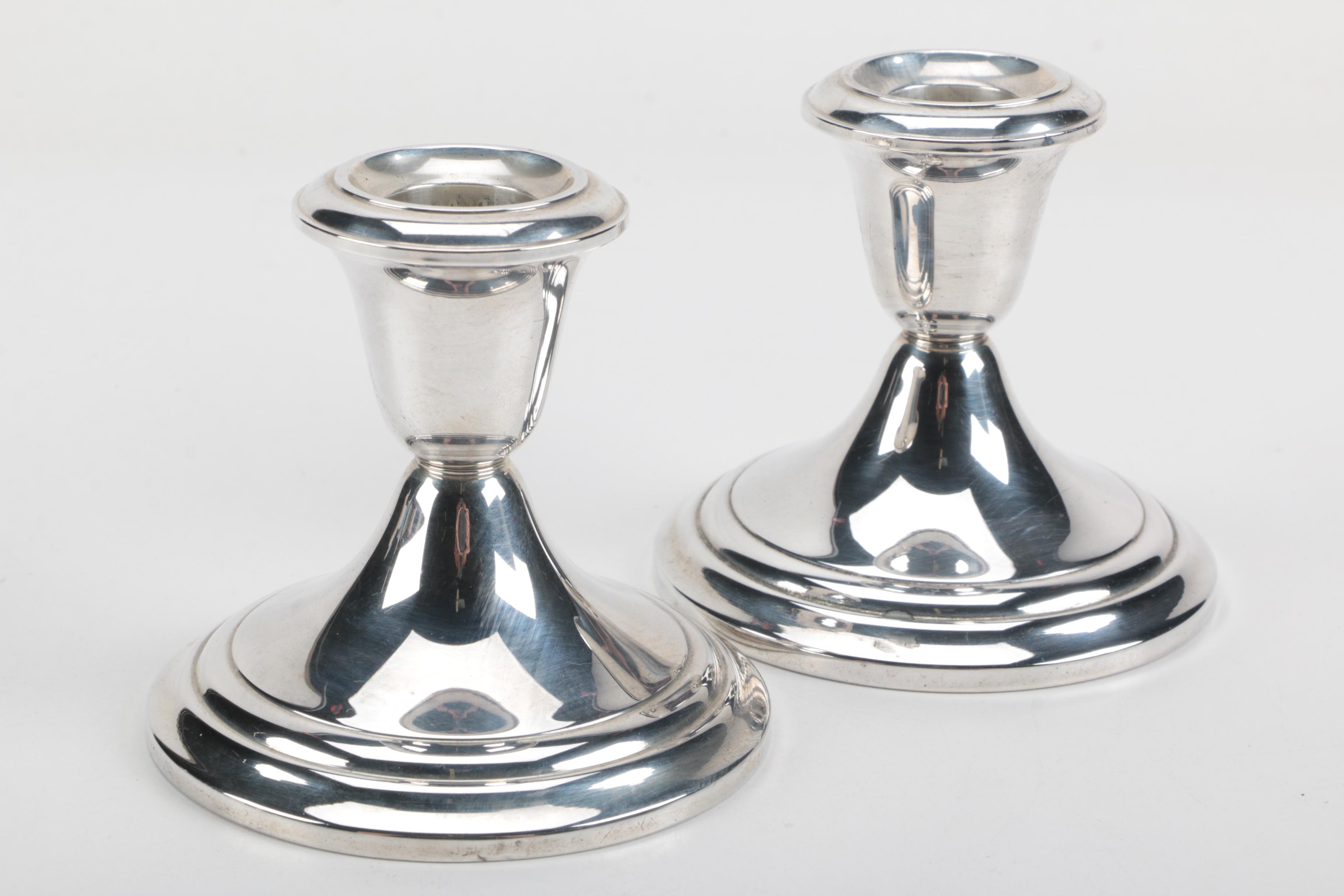 Weighted Sterling Bud Vase and Candleholders Featuring Gorham
