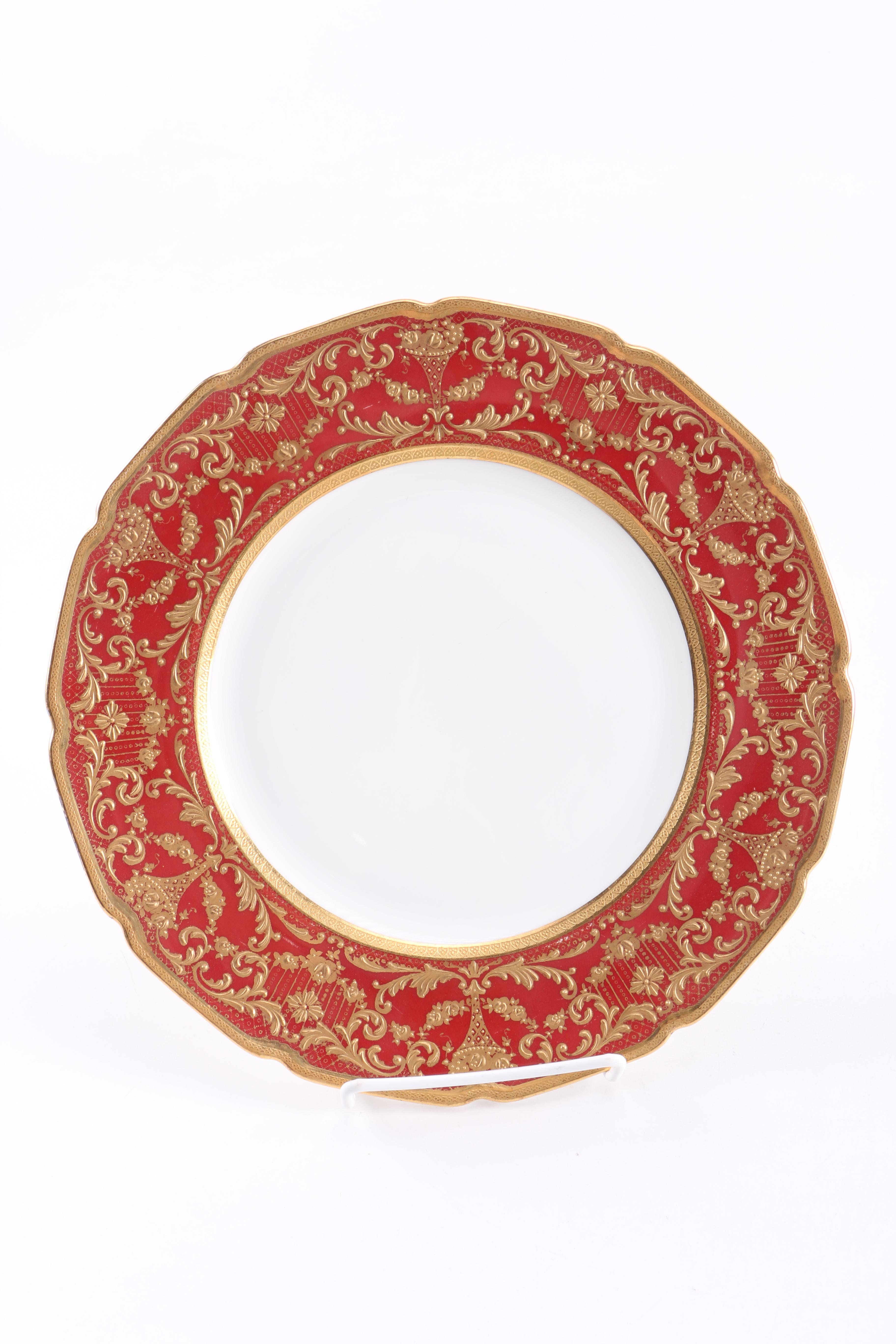 Crimson and Encrusted Gold Royal Doulton Dinner Plates