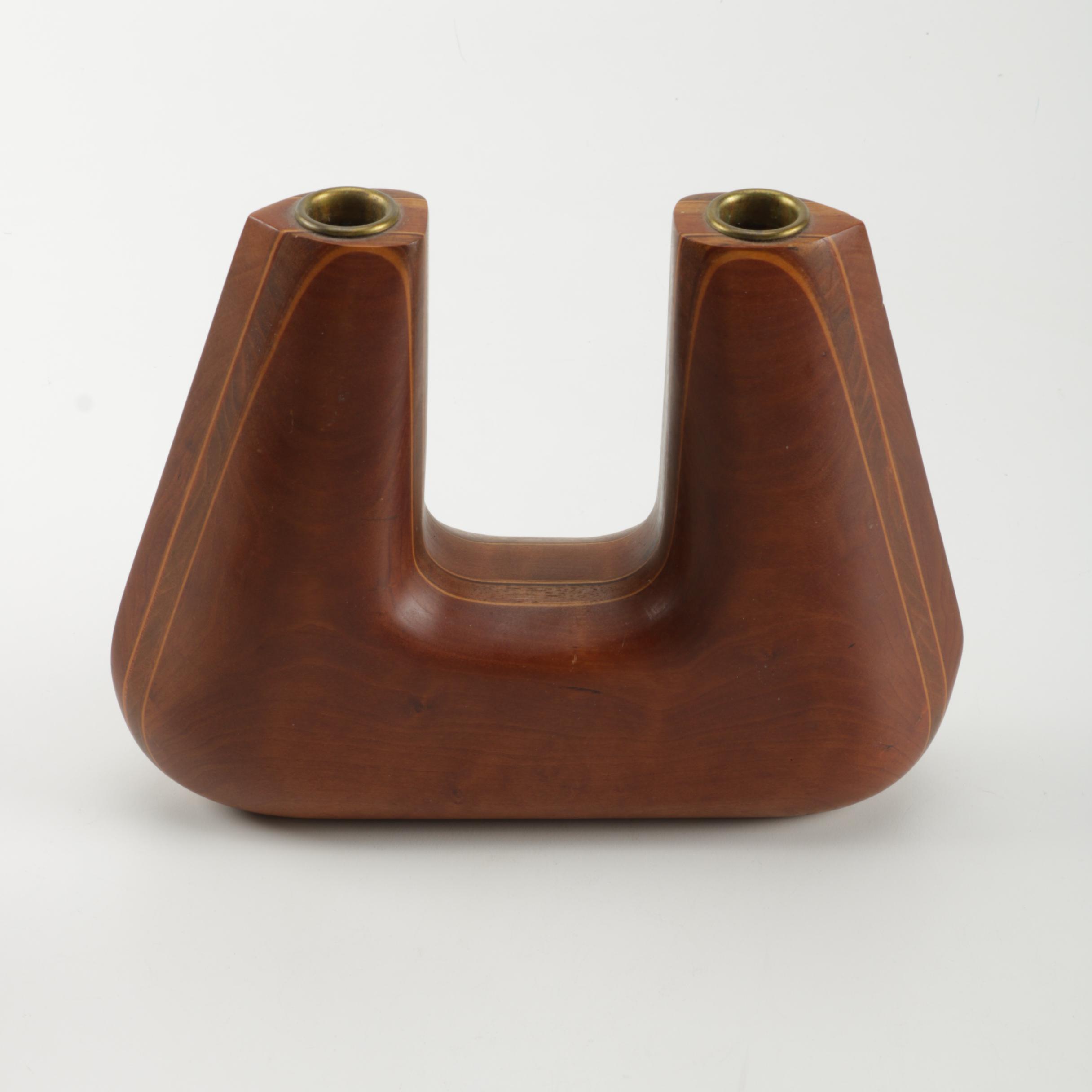 Heck Carved Wooden Candle Holder