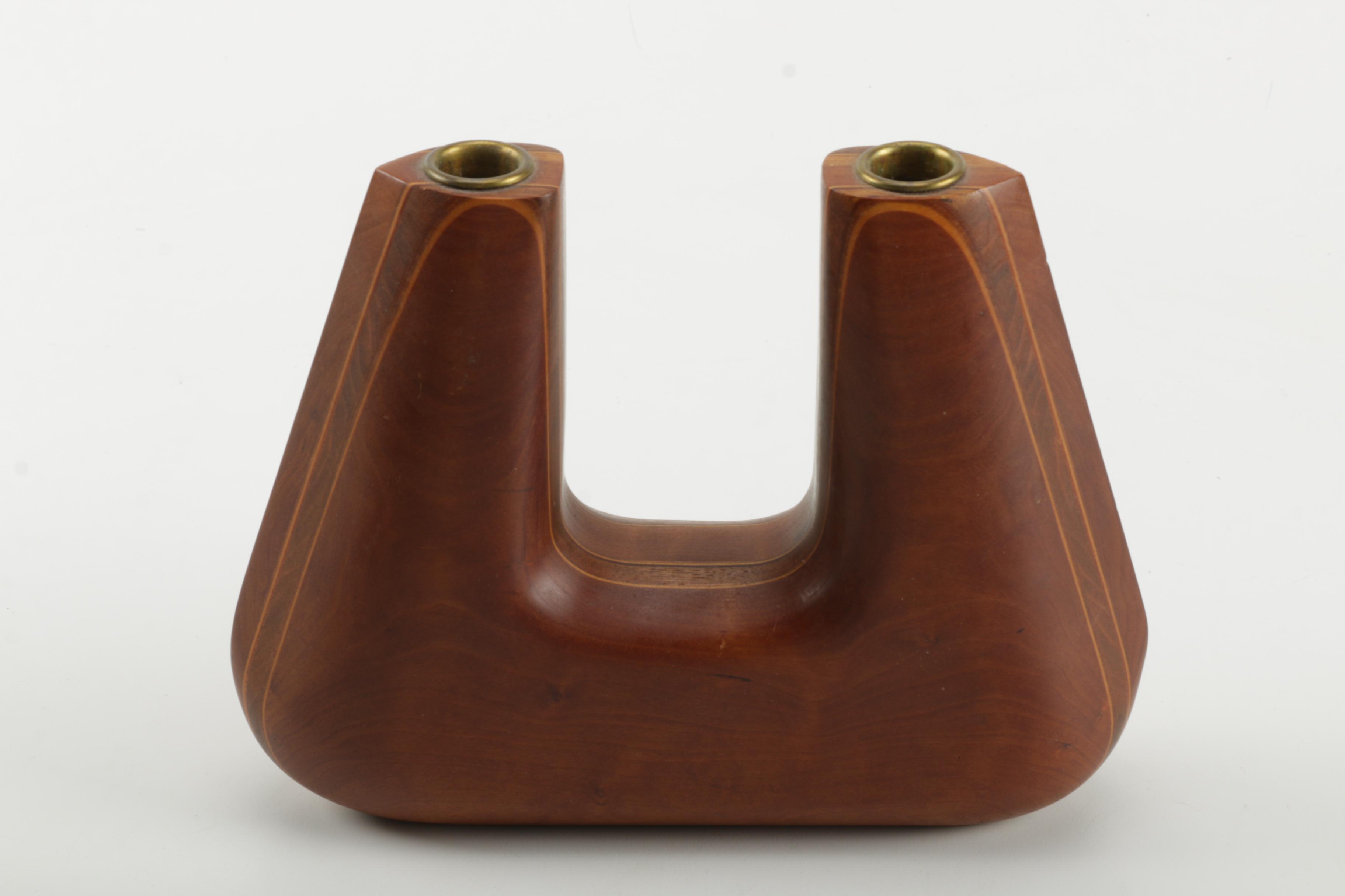 Heck Carved Wooden Candle Holder