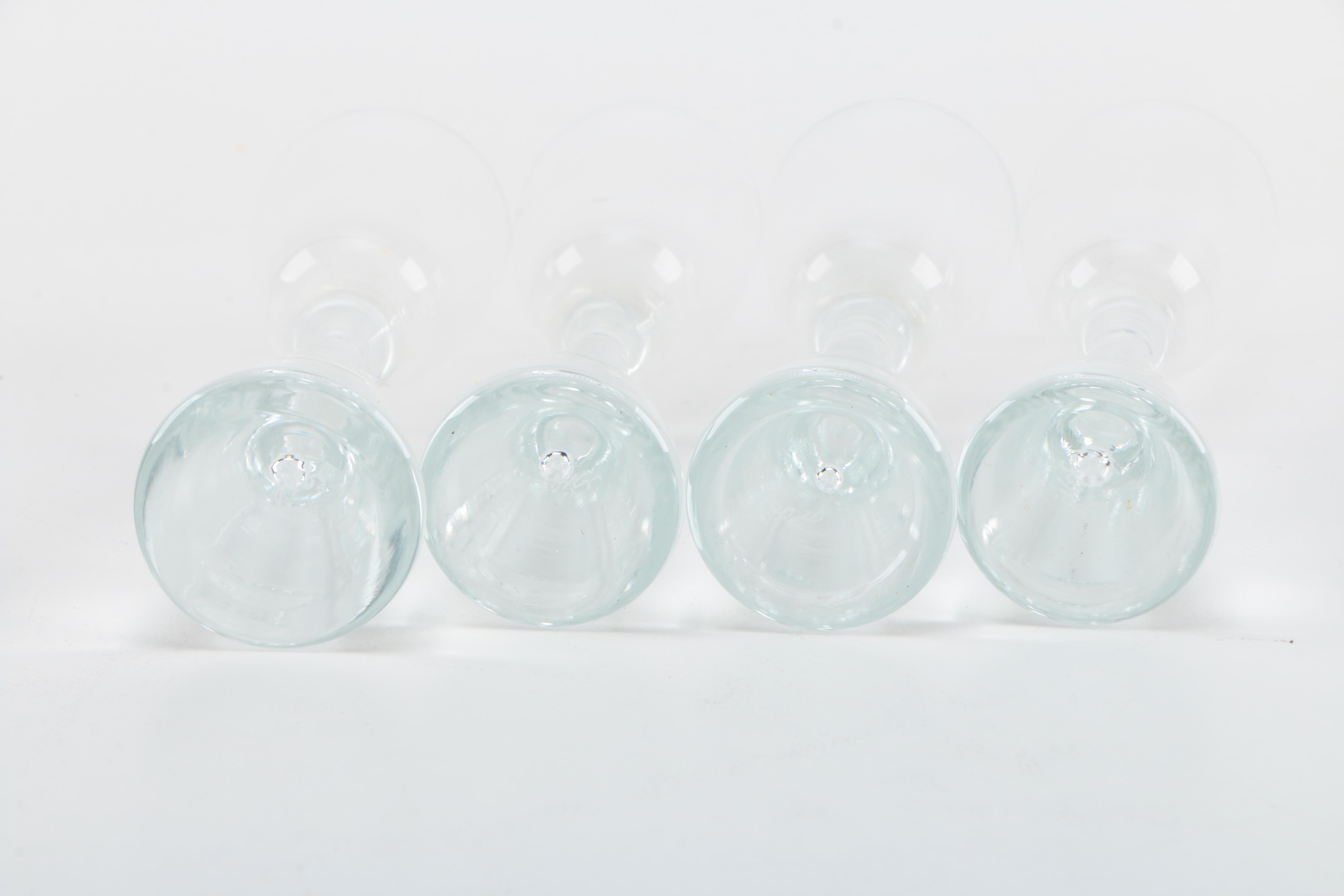 Artist Signed Hand-Blown Art Glass Pitcher and Cordial Glasses