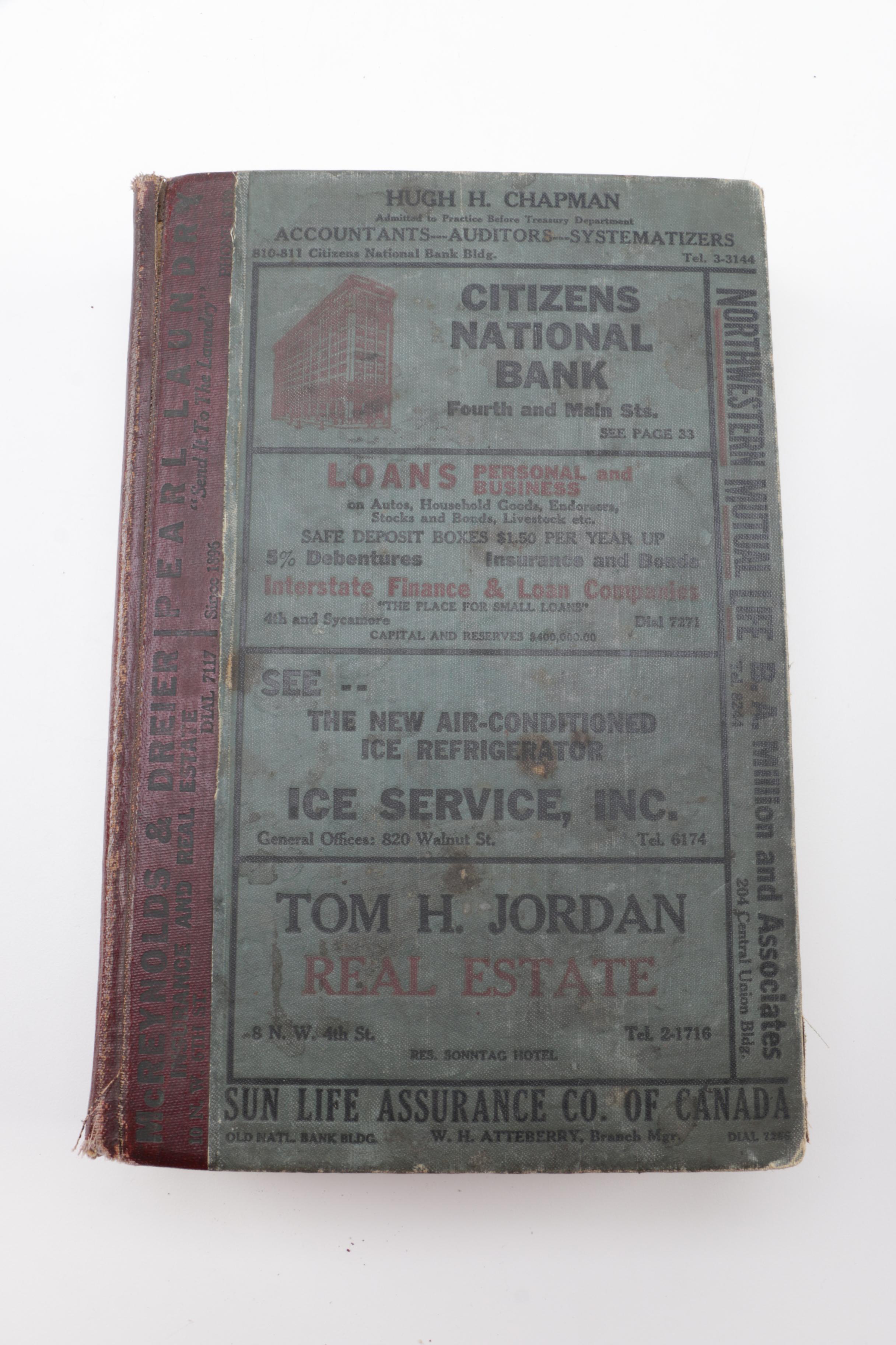 Antique Indiana History Books and 1936 Evansville City Directory