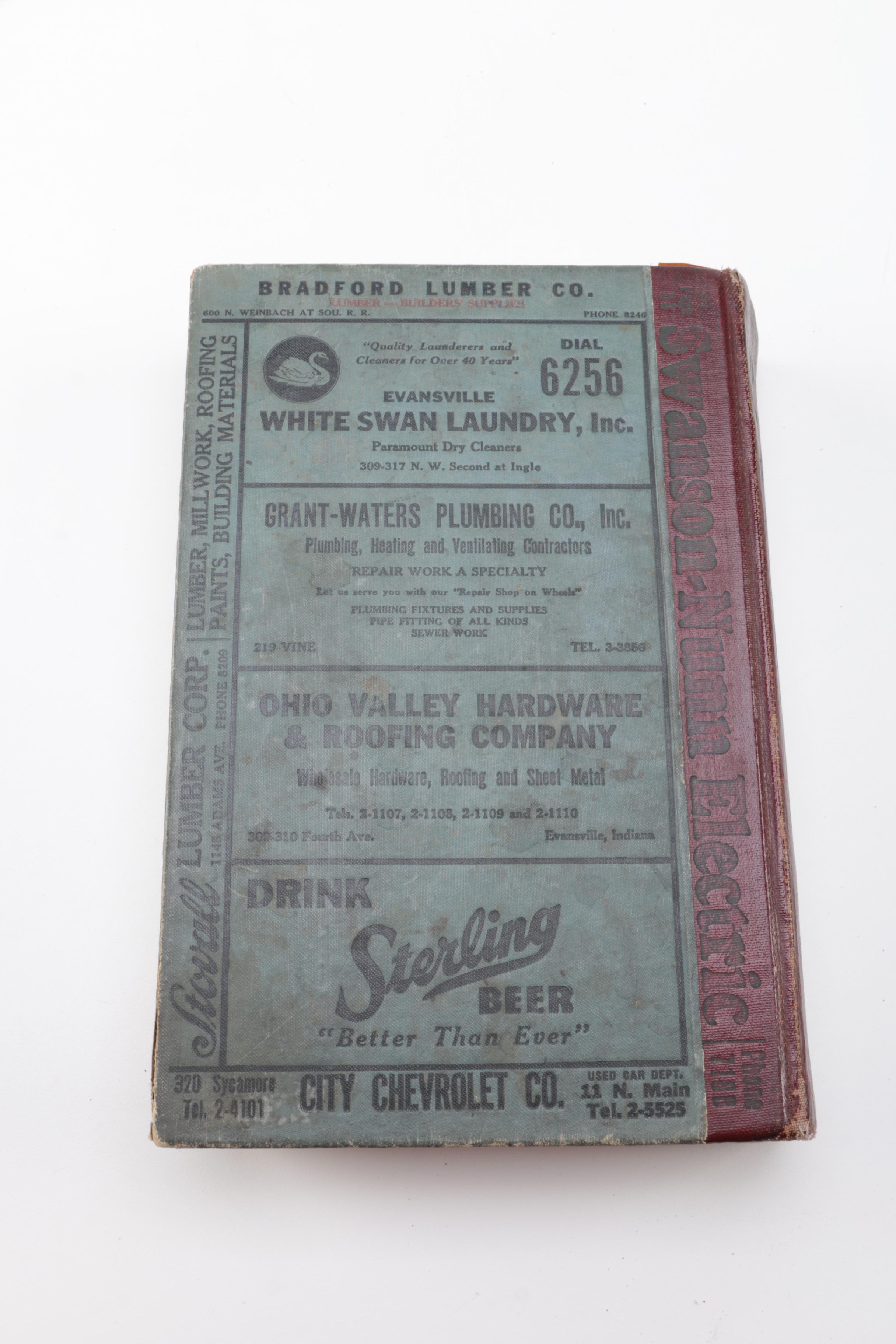 Antique Indiana History Books and 1936 Evansville City Directory