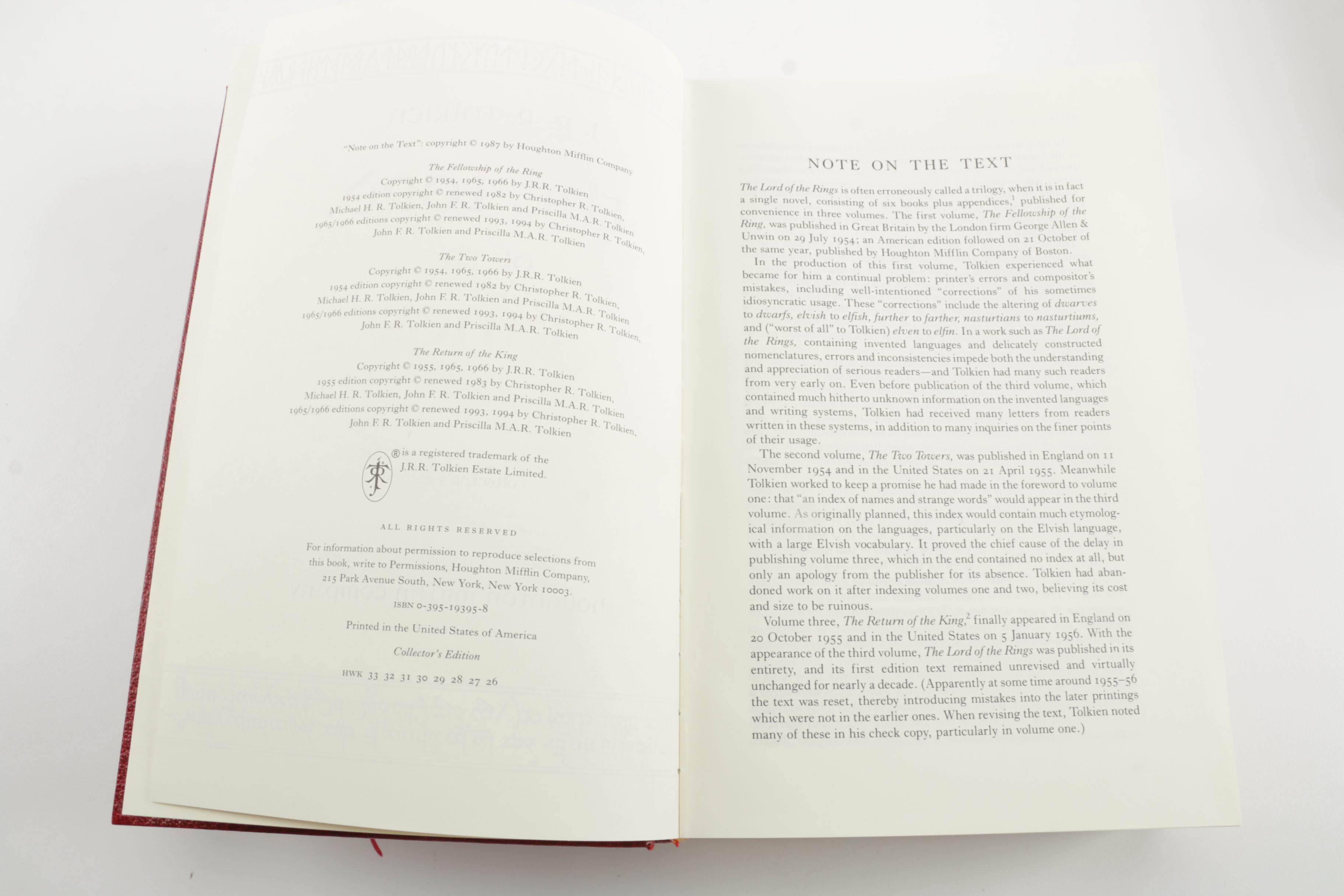 Collector Edition of "The Hobbit' and "The Lord of the Rings" by J.R.R. Tolkien