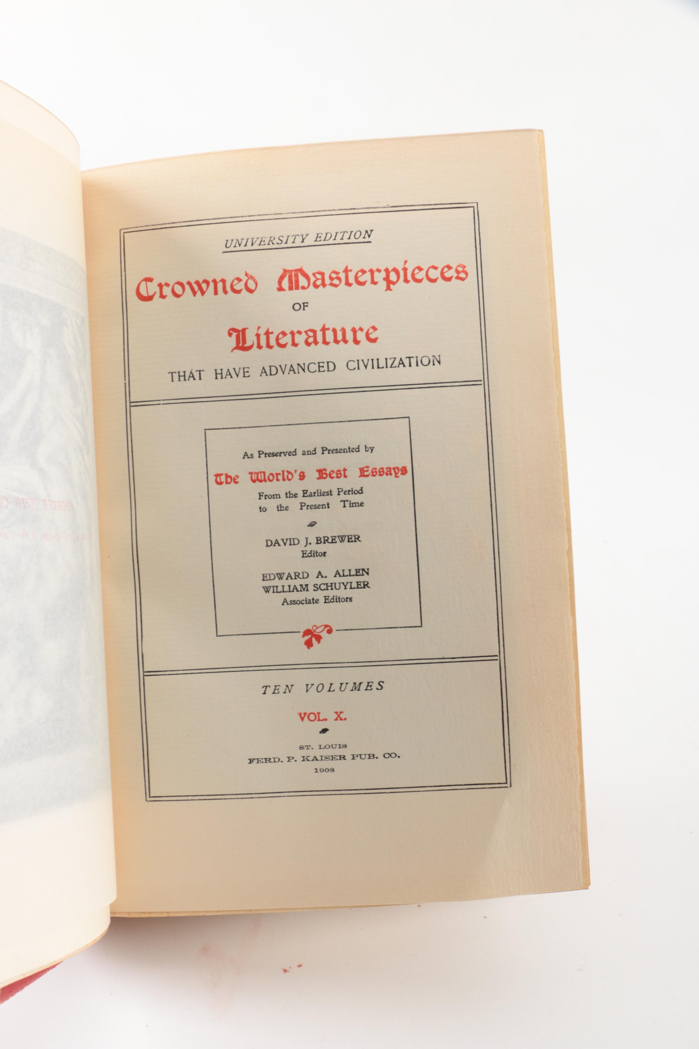 Nine Volume University Edition of the "Crowned Masterpieces of Literature"