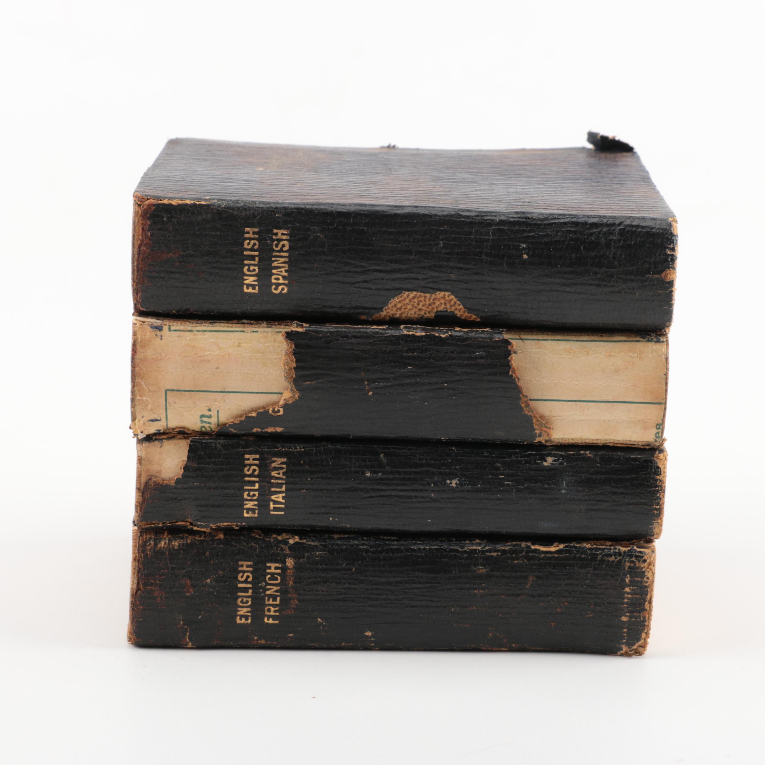 Vintage English, German, Italian, and Spanish Pocket Dictionaries